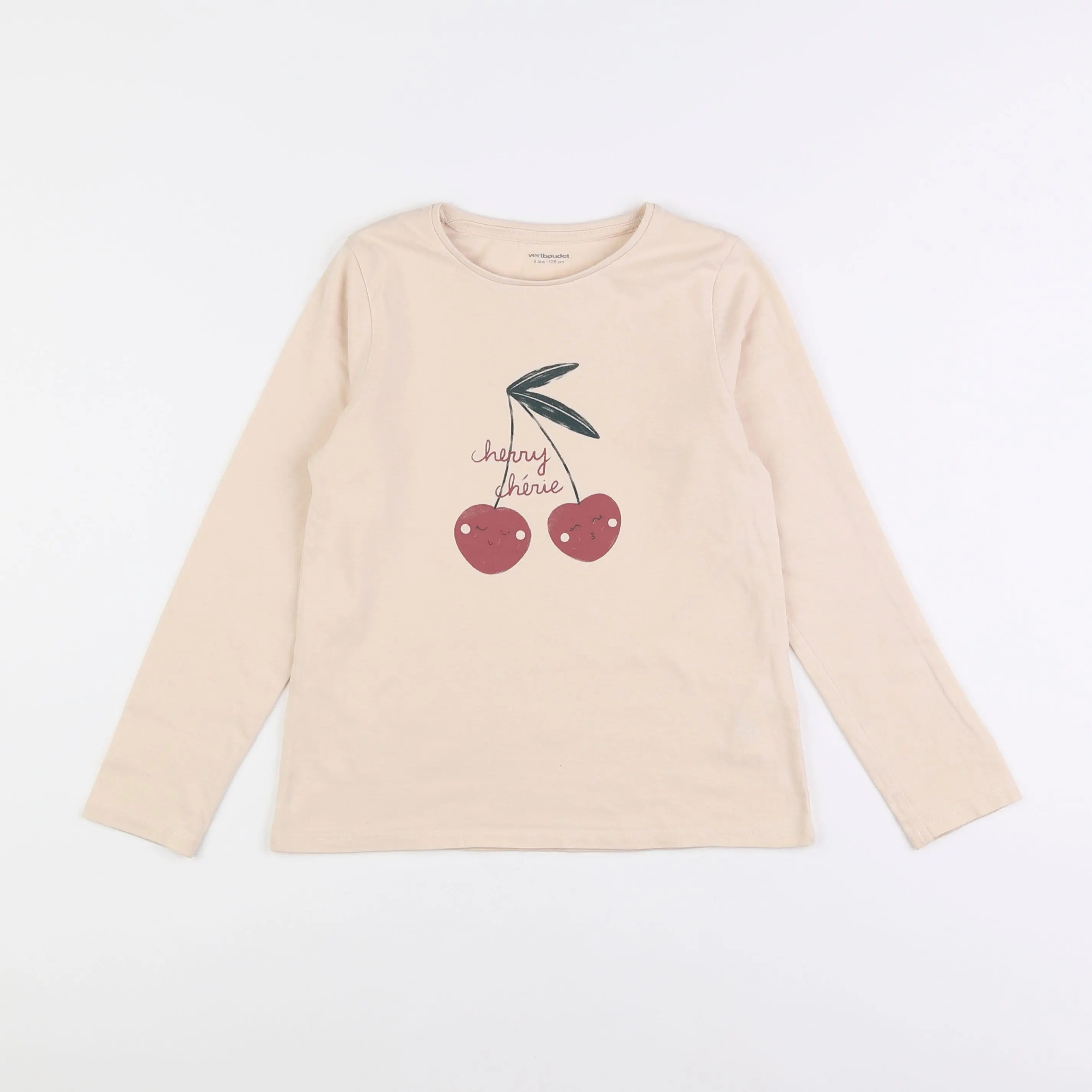Vertbaudet - tee-shirt beige - 8 ans
