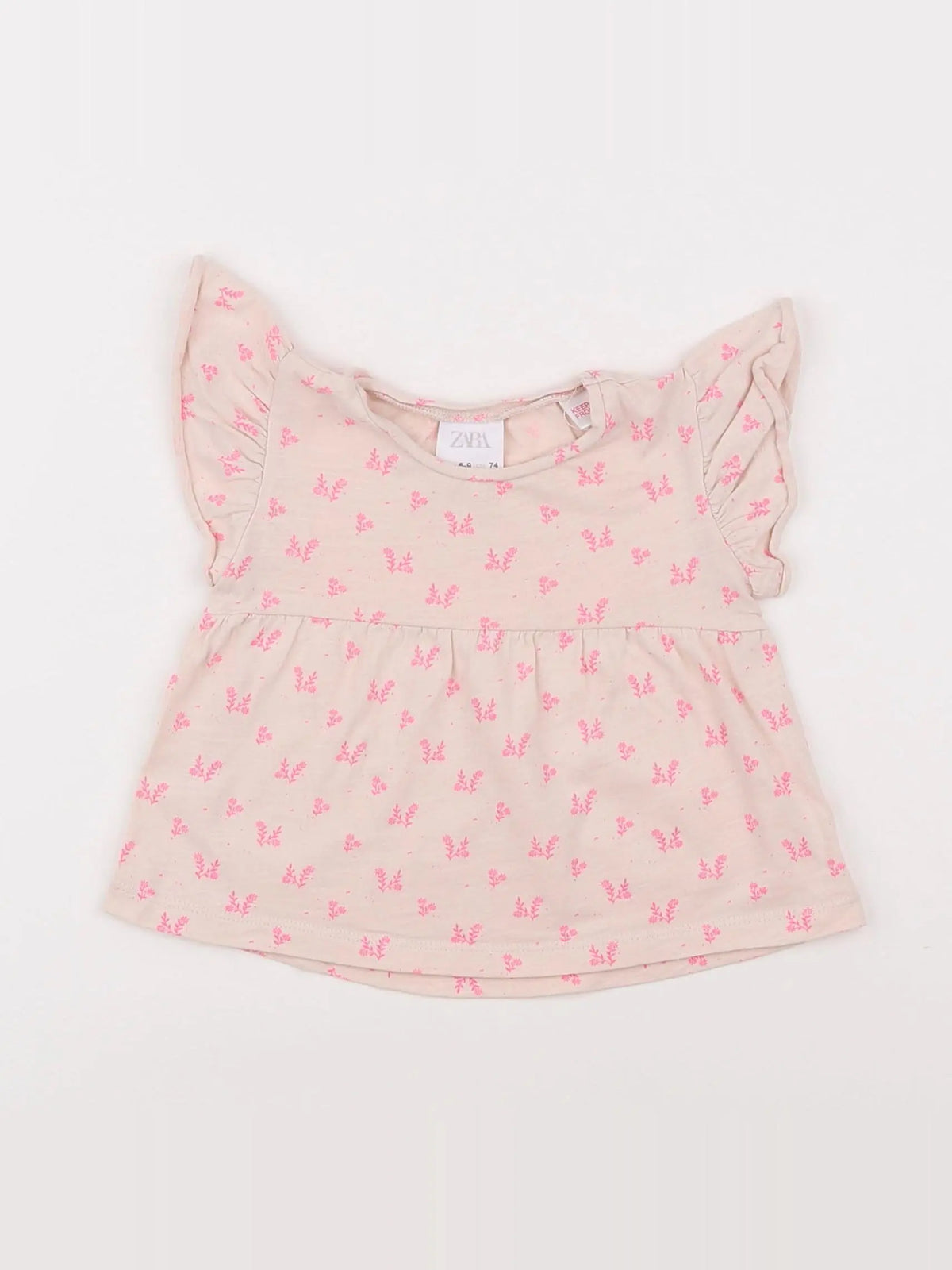 Zara - tee-shirt rose - 6/9 mois