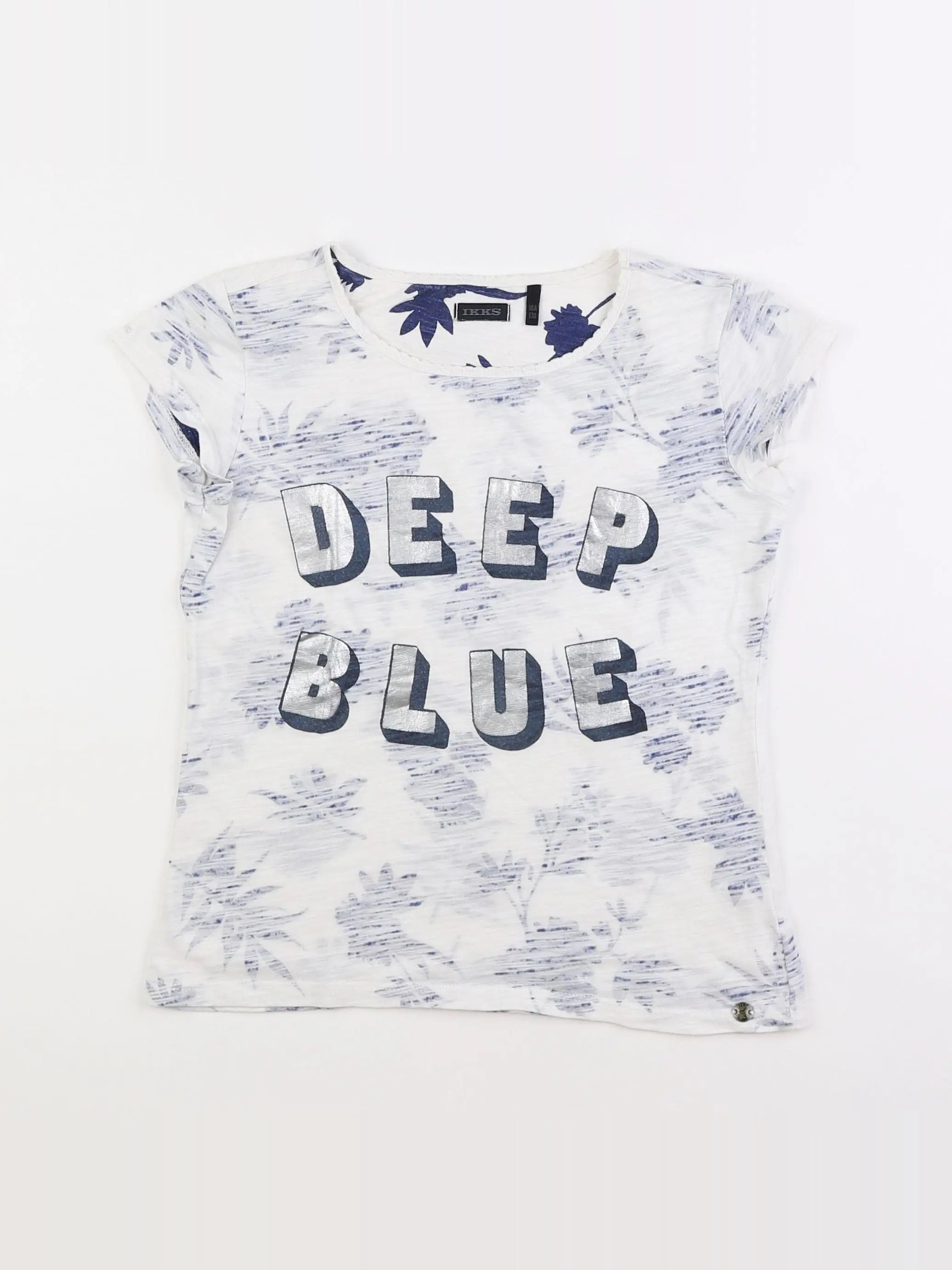 IKKS - tee-shirt blanc, bleu - 10 ans