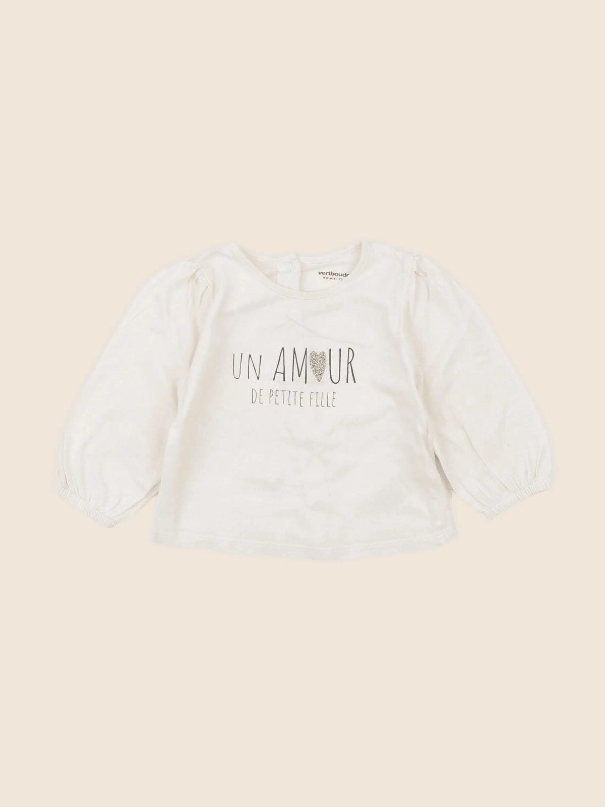 Vertbaudet - tee-shirt beige - 9 mois