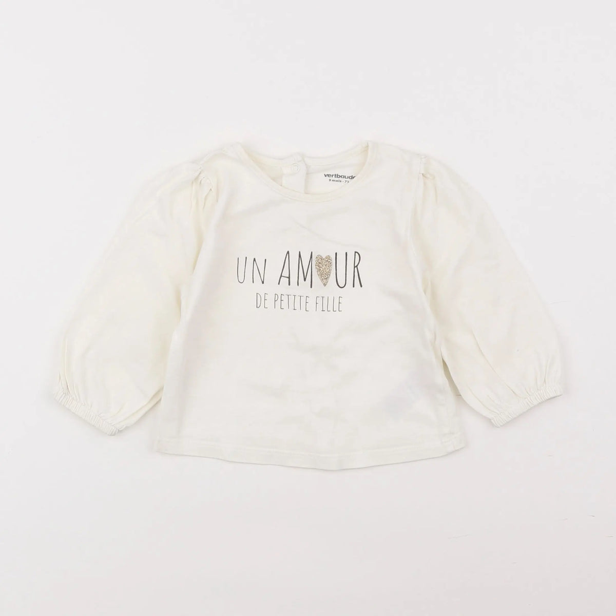 Vertbaudet - tee-shirt beige - 9 mois