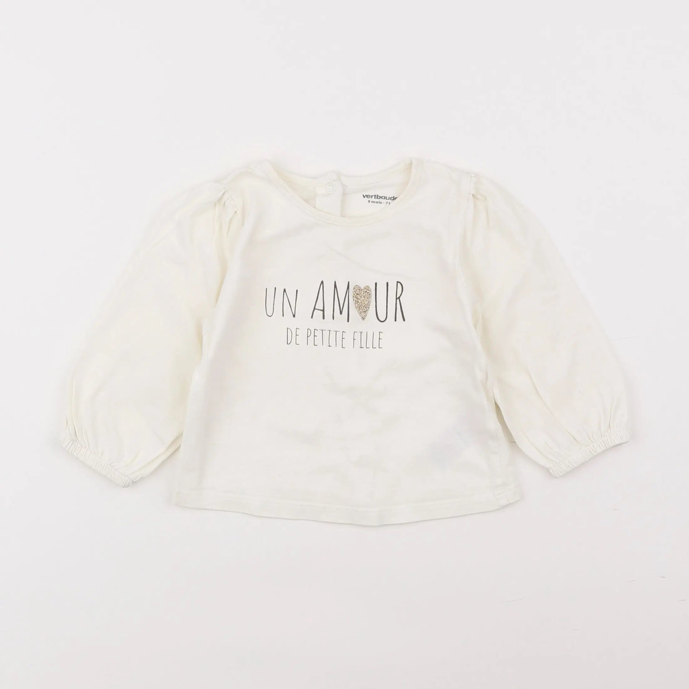 Vertbaudet - tee-shirt beige - 9 mois