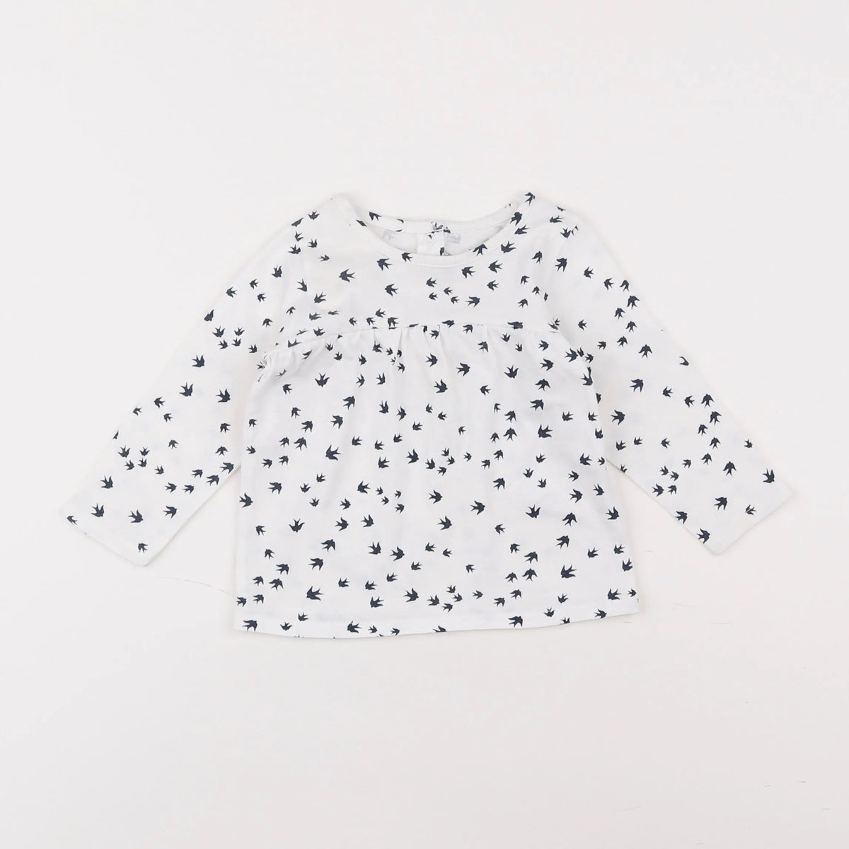 Vertbaudet - tee-shirt blanc, bleu - 6 mois