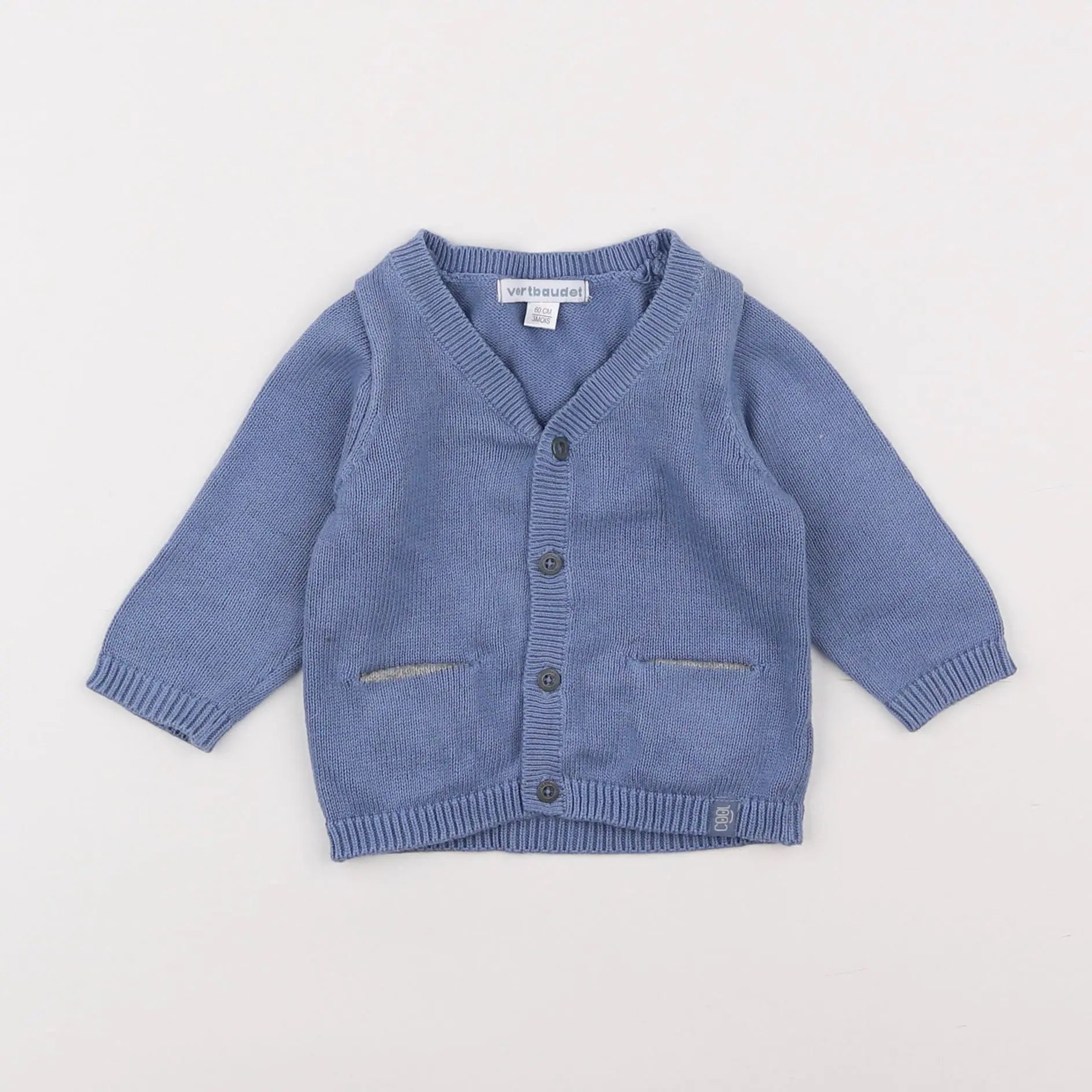 Vertbaudet - gilet bleu - 3 mois