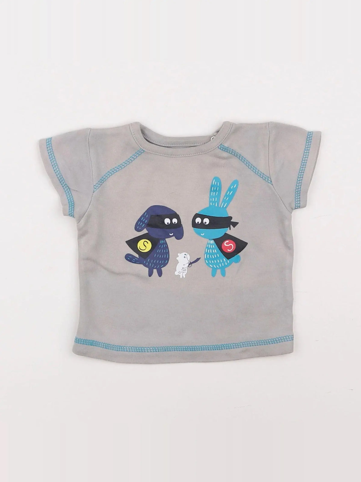 La queue du chat - tee-shirt gris - 3 mois