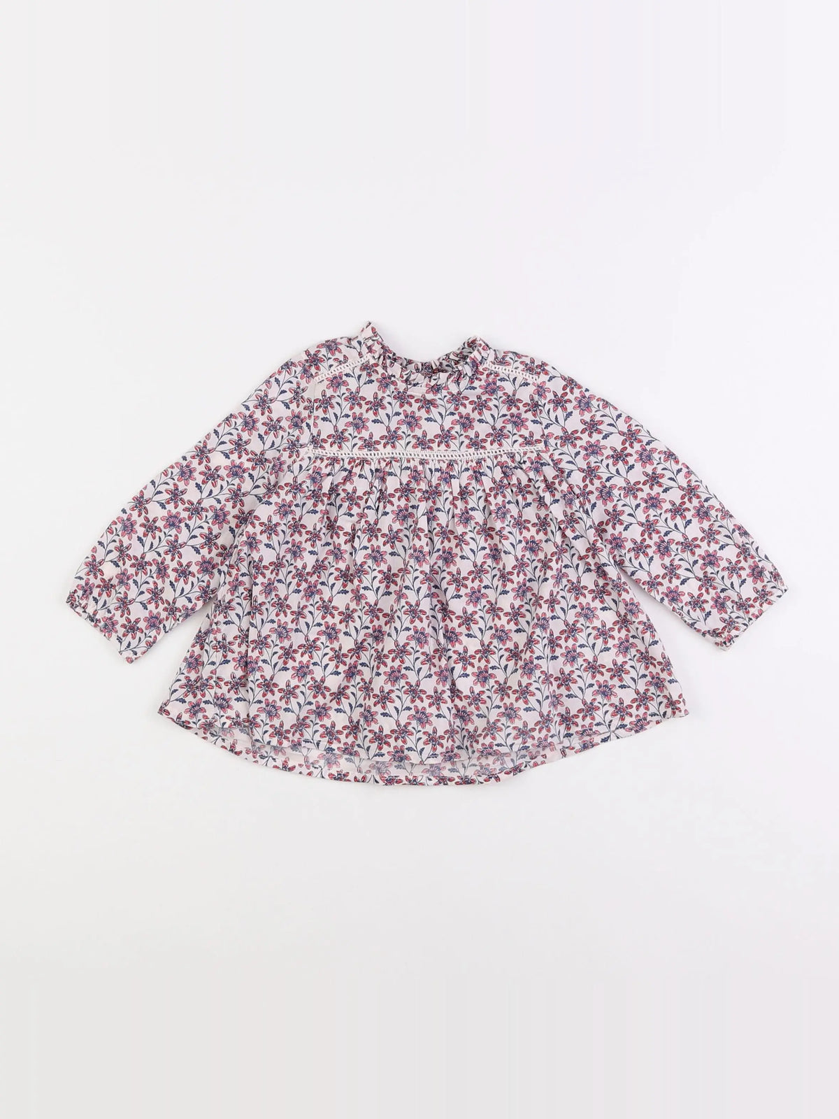 Boutchou - blouse bleu, rouge - 12 mois
