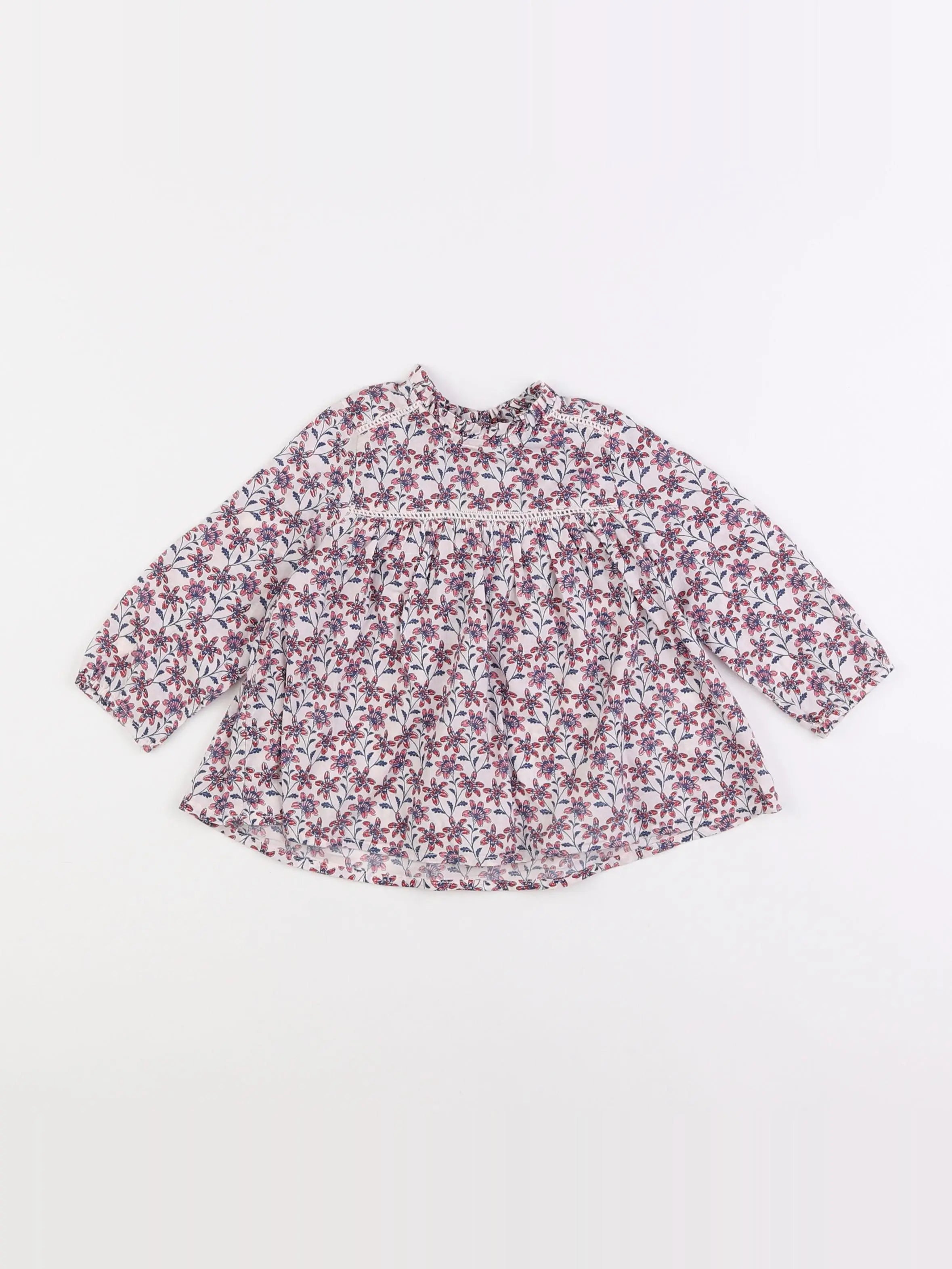 Boutchou - blouse bleu, rouge - 12 mois