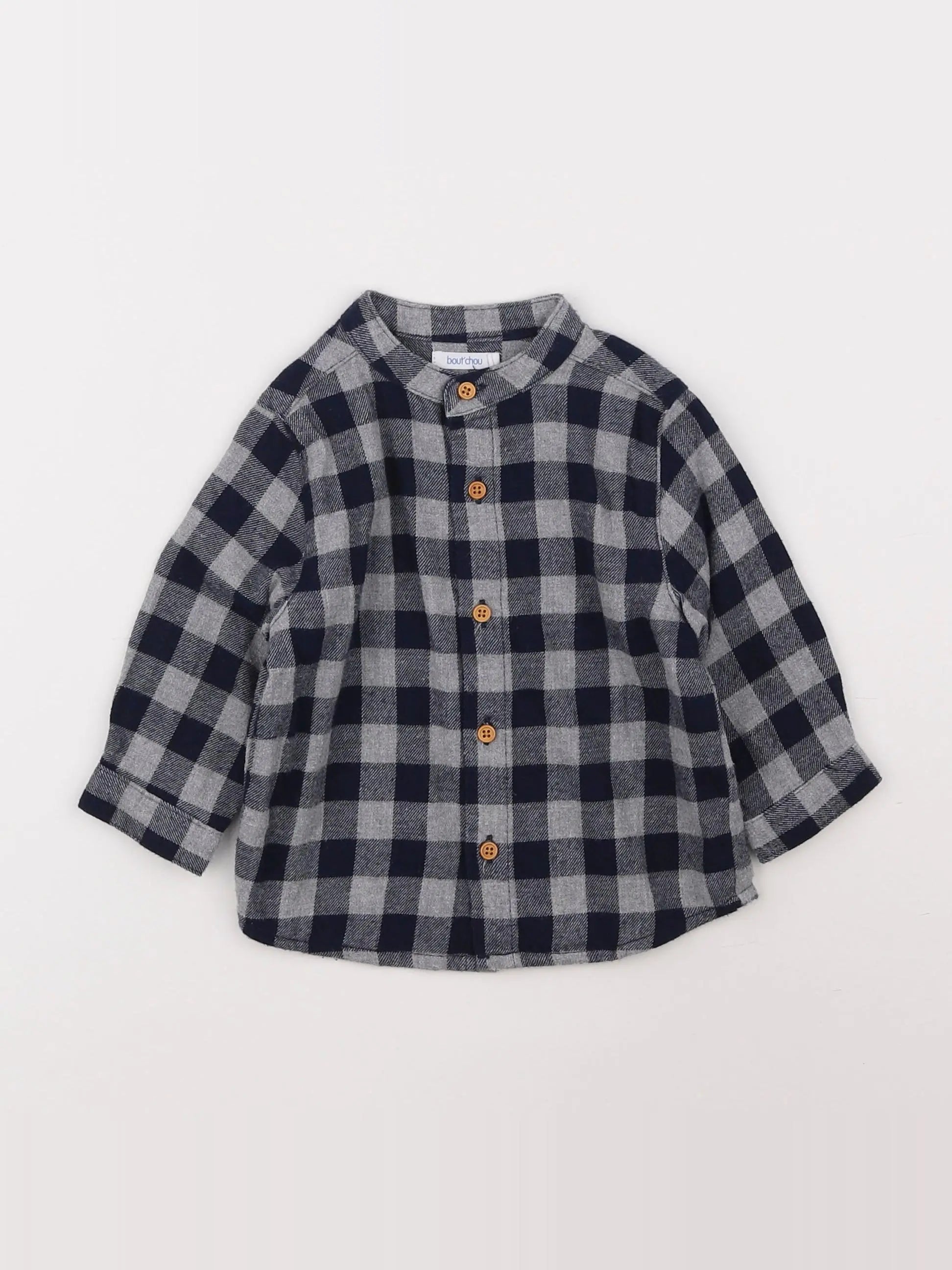 Boutchou - chemise gris, bleu - 9 mois