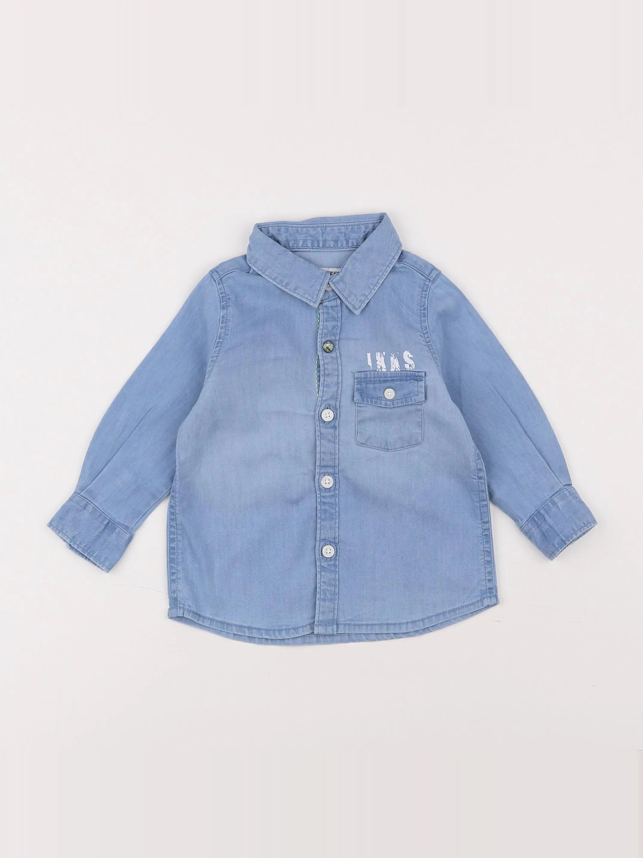 IKKS - chemise imprimé au dos bleu - 6 mois