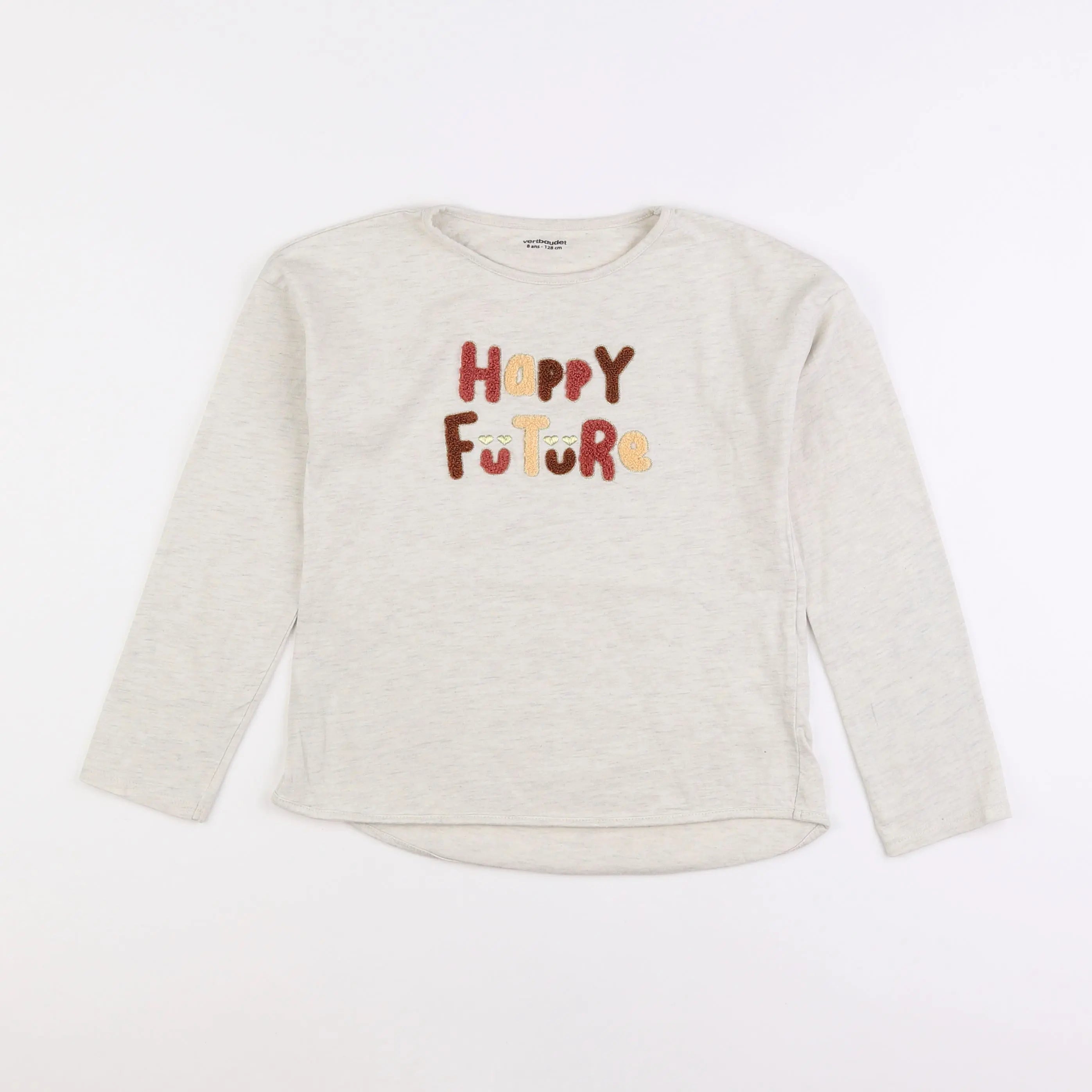Vertbaudet - tee-shirt beige, or - 8 ans