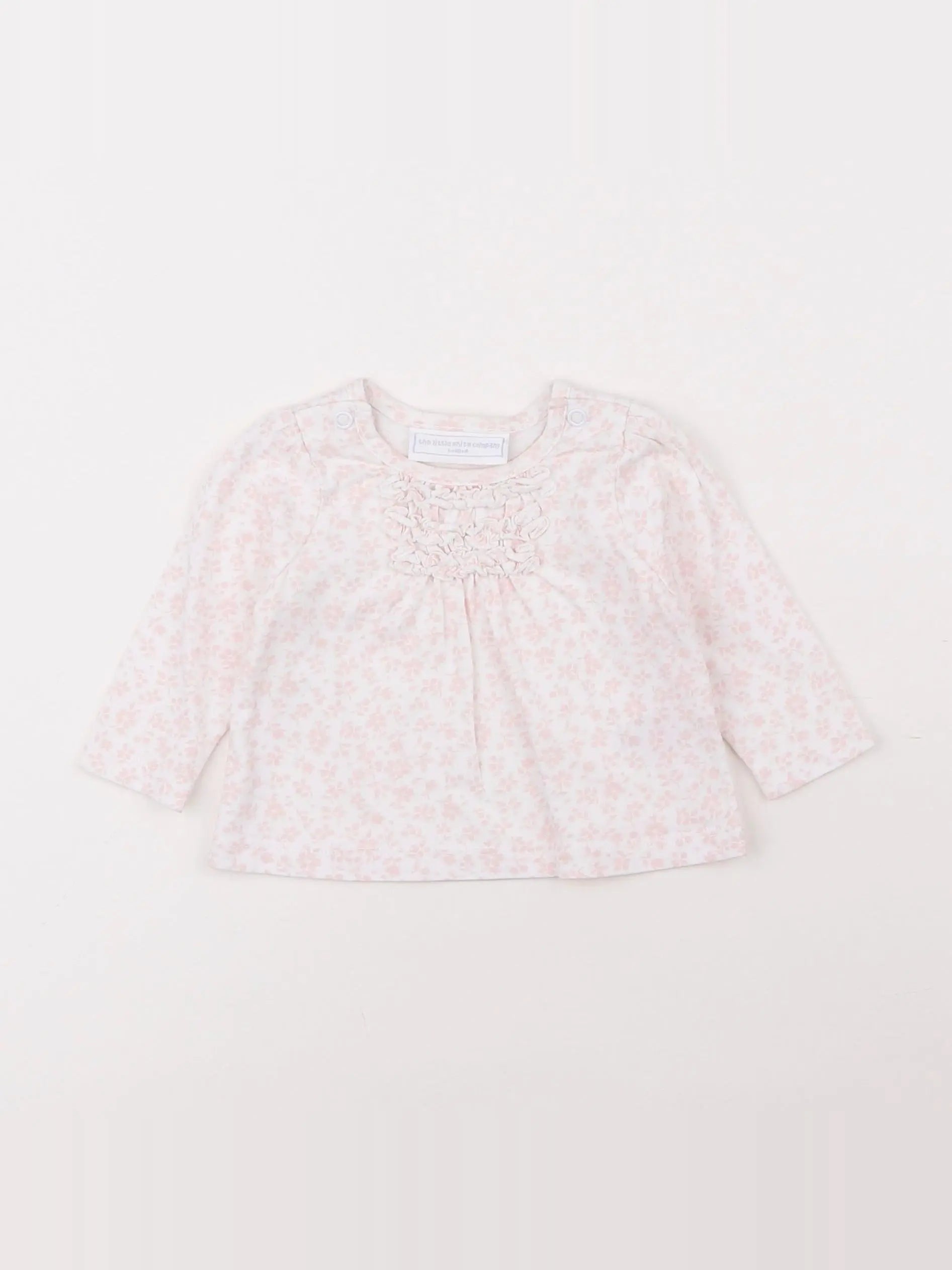 The little white company - tee-shirt blanc, rose - 0 mois