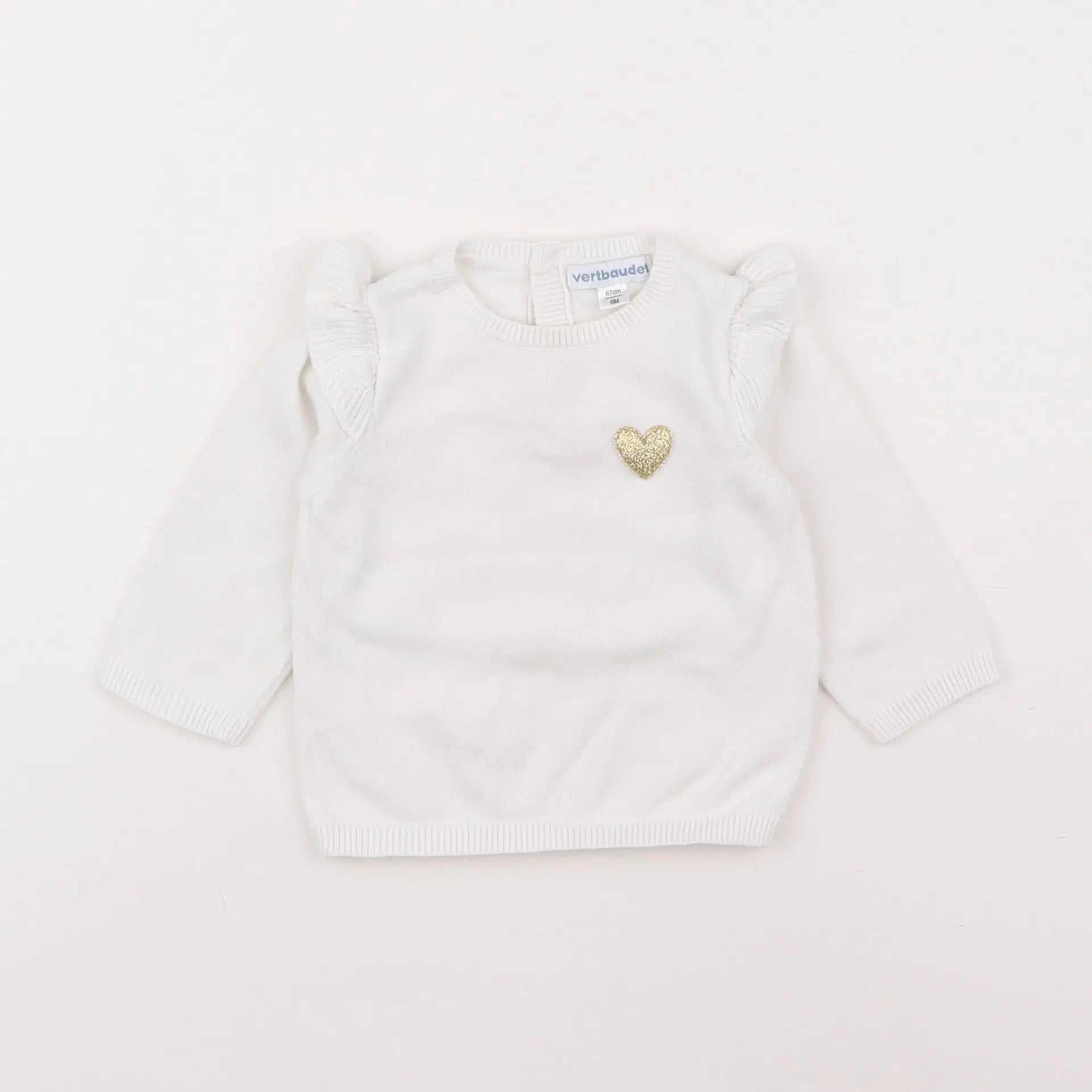 Vertbaudet - pull blanc - 6 mois