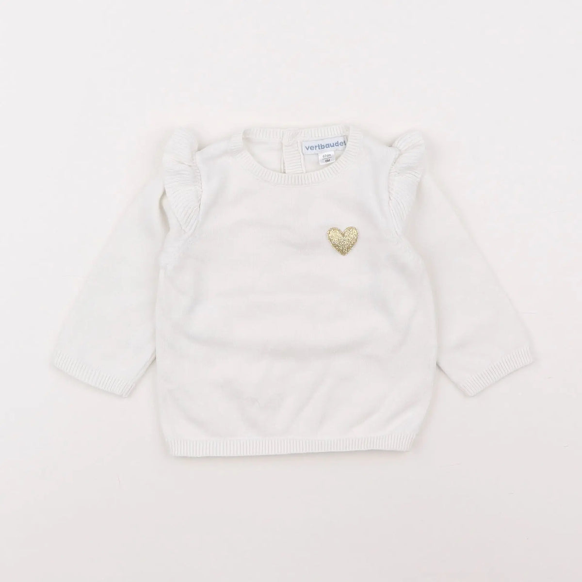 Vertbaudet - pull blanc - 6 mois
