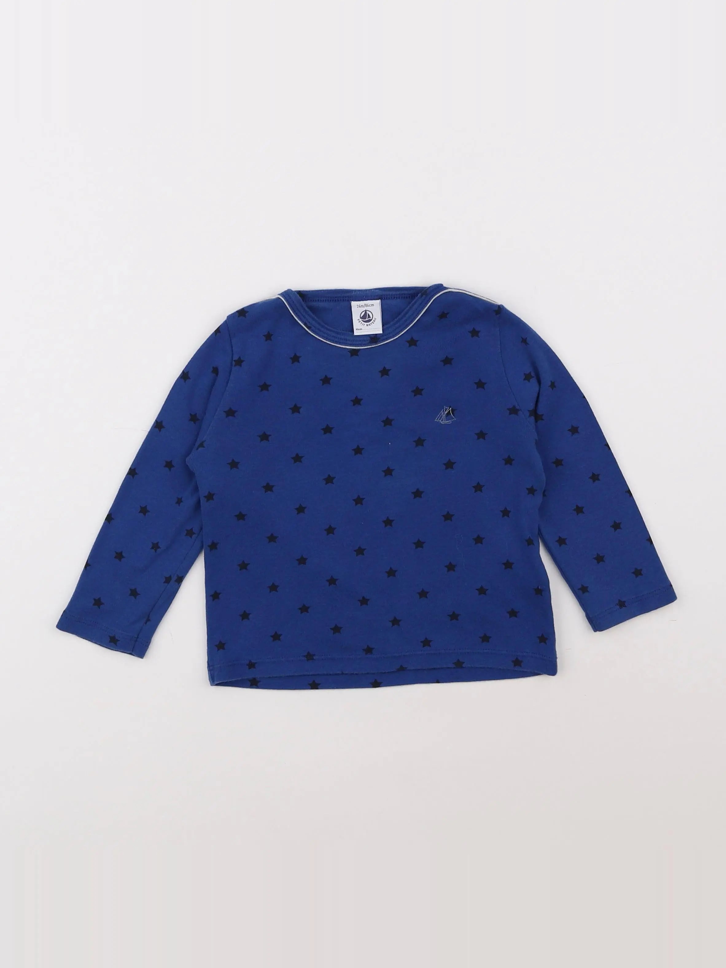 Petit Bateau - tee-shirt bleu - 2 ans