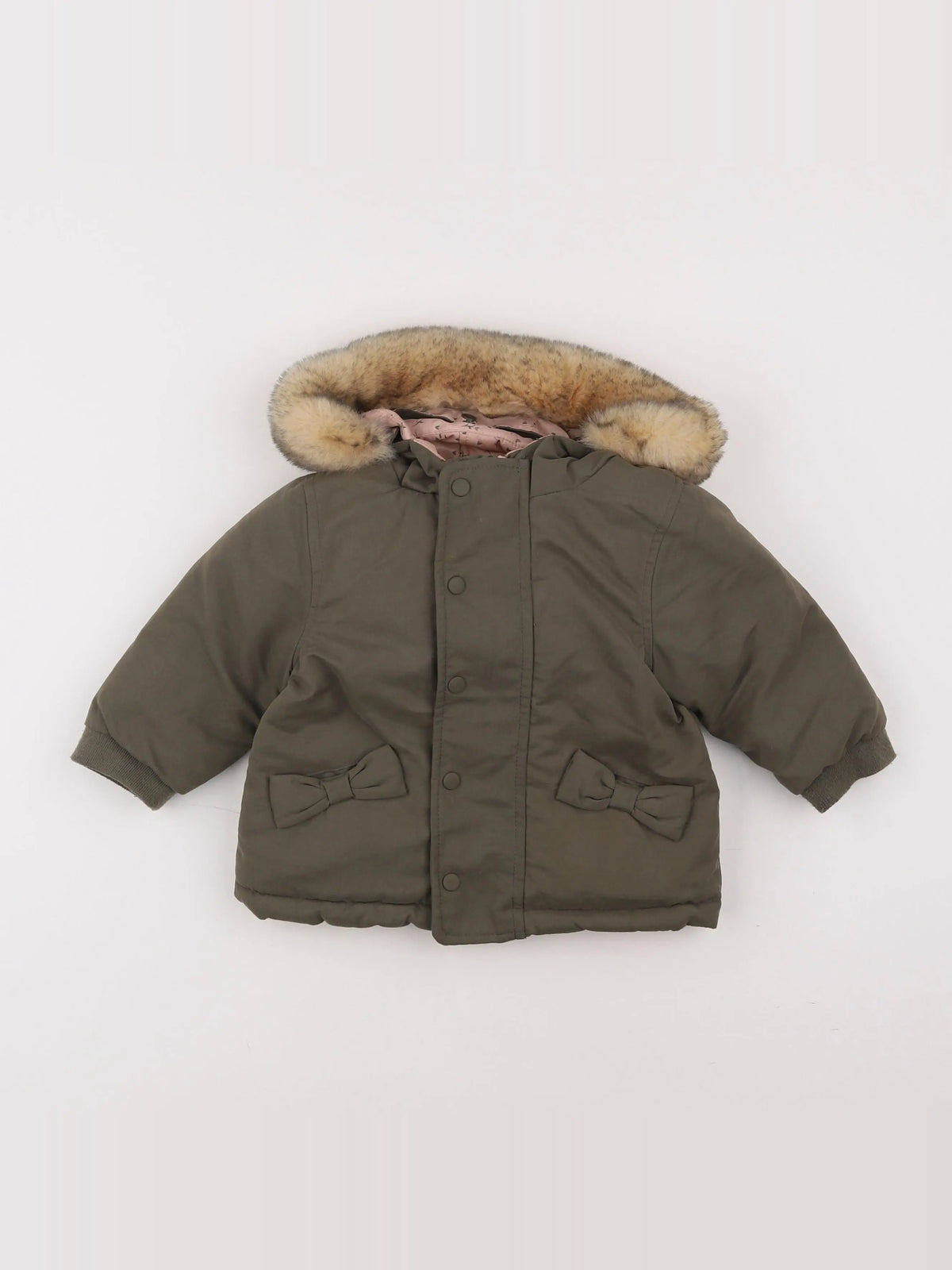 Vertbaudet - parka réversible vert, rose - 9/12 mois