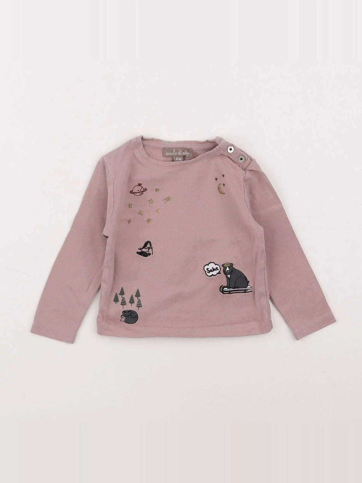 Emile et Ida - tee-shirt rose - 6 mois