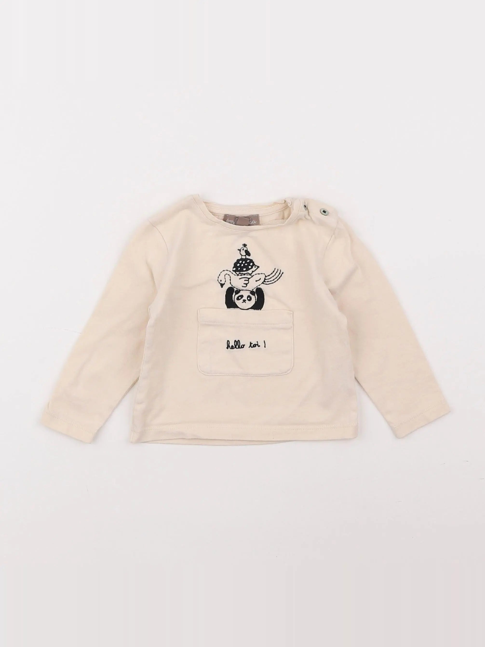 Emile et Ida - tee-shirt beige - 6 mois