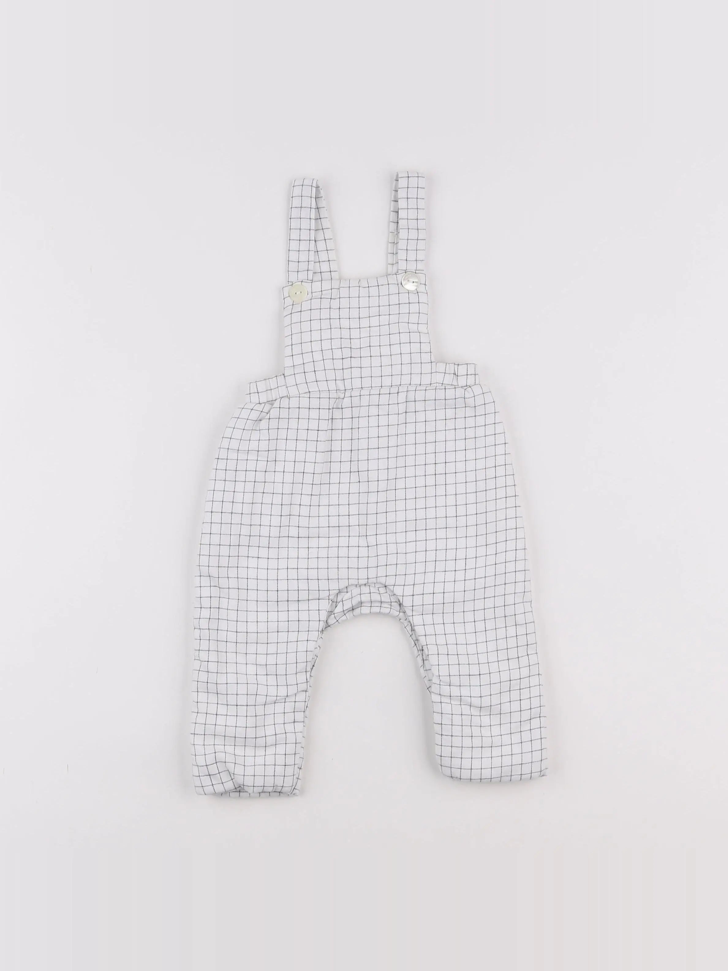 Jacadi - salopette doublé blanc, gris - 6 mois