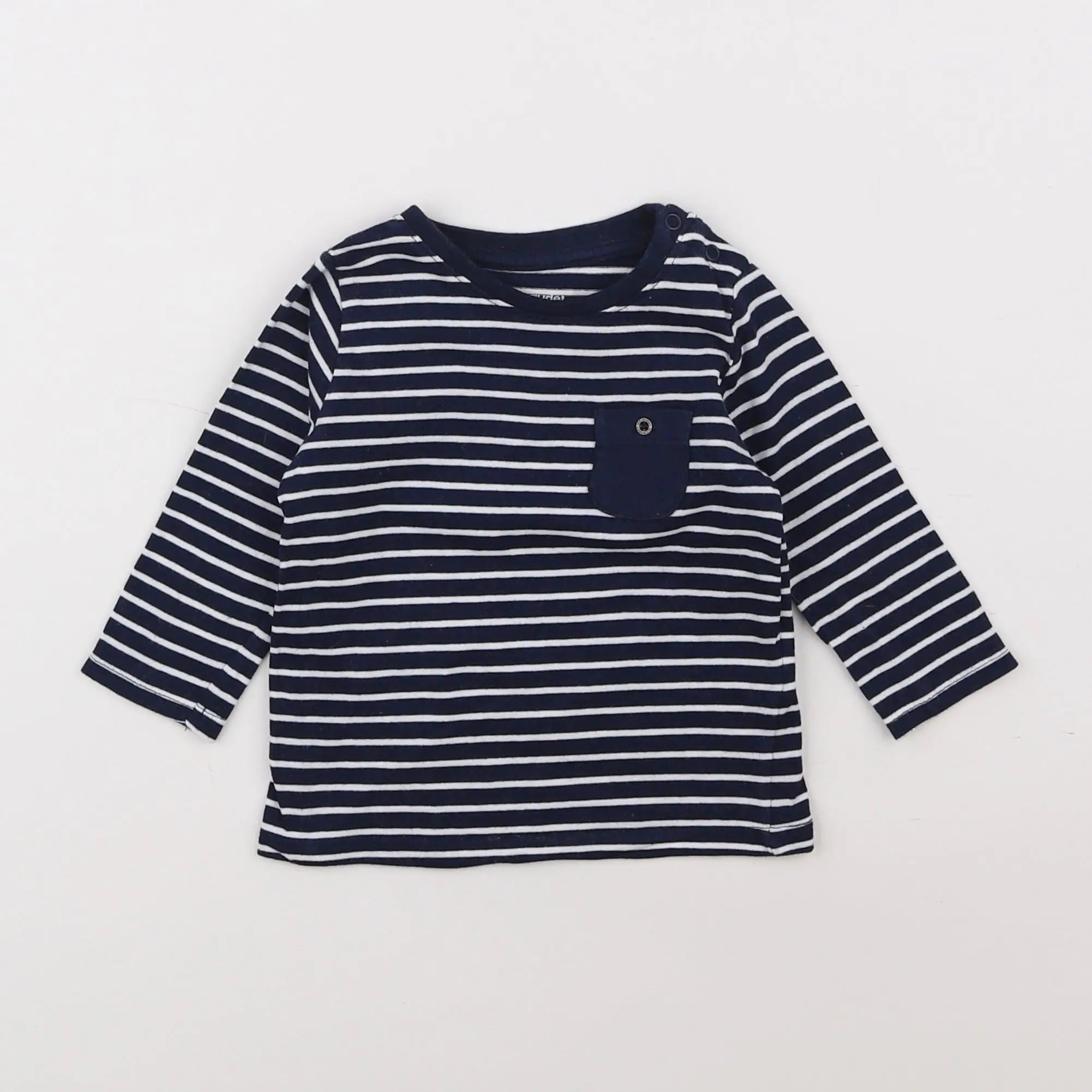 Vertbaudet - tee-shirt bleu, blanc - 6 mois