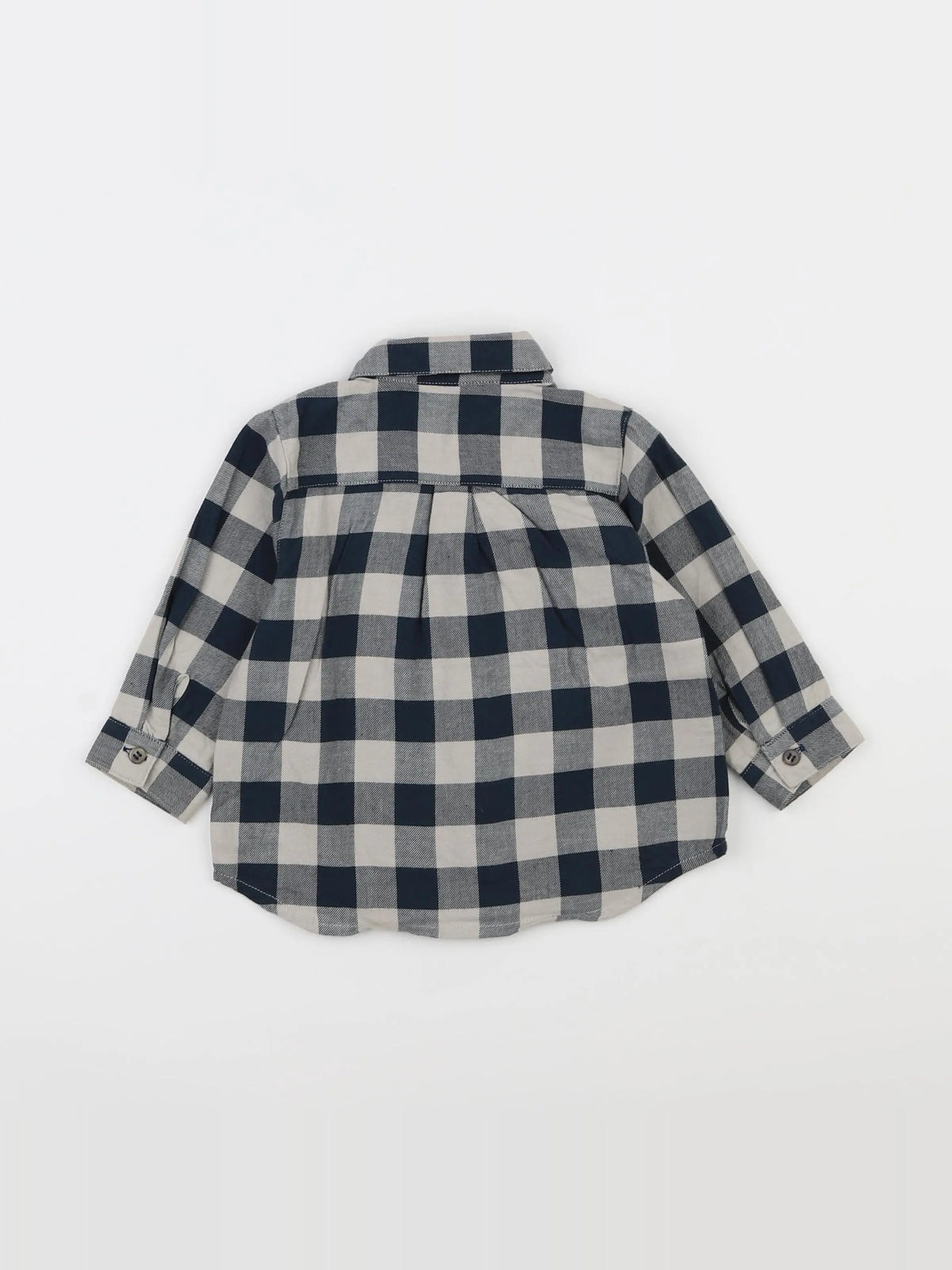 Petit Bateau - chemise bleu, beige - 12 mois