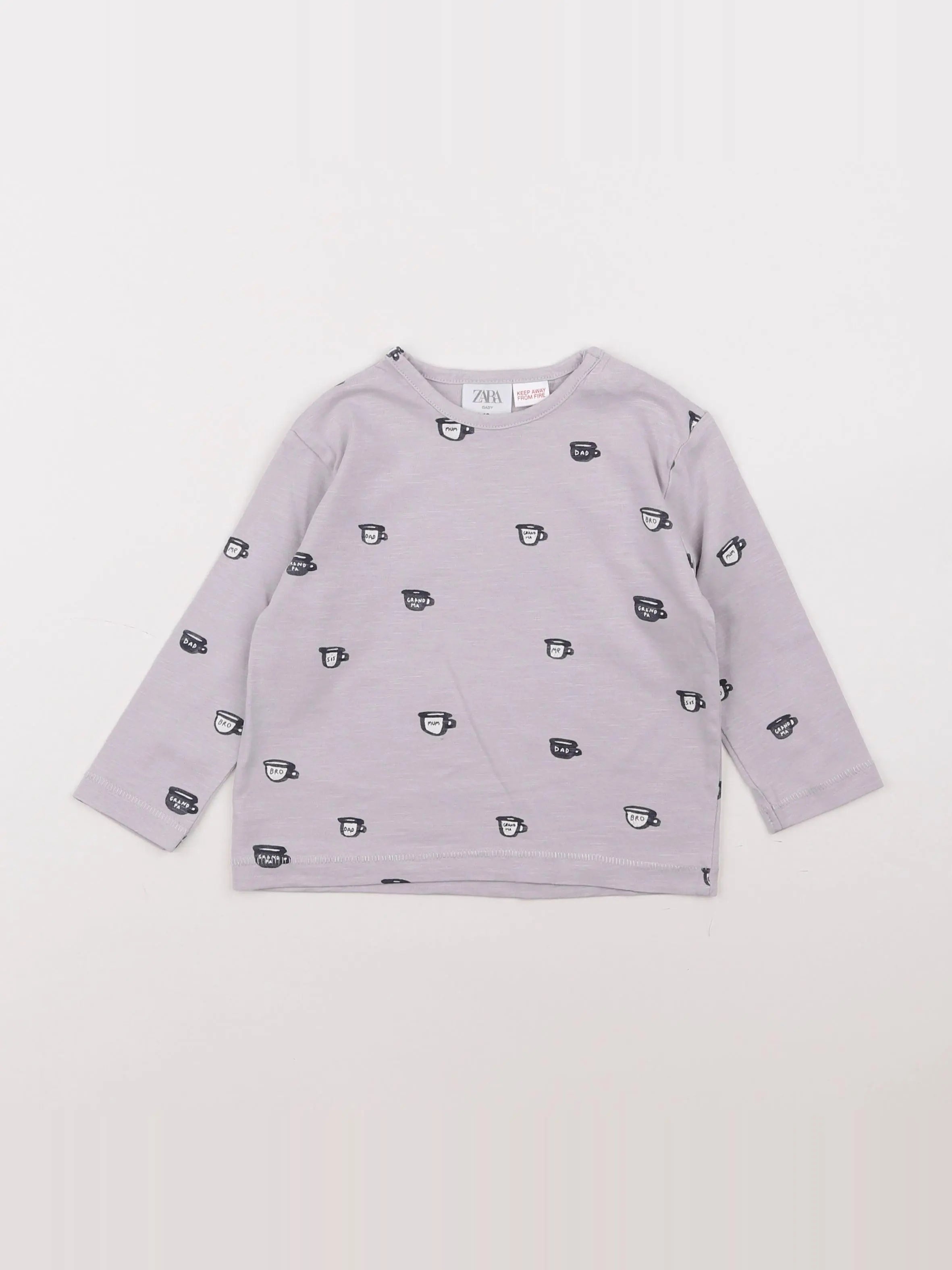 Zara - tee-shirt gris - 9/12 mois