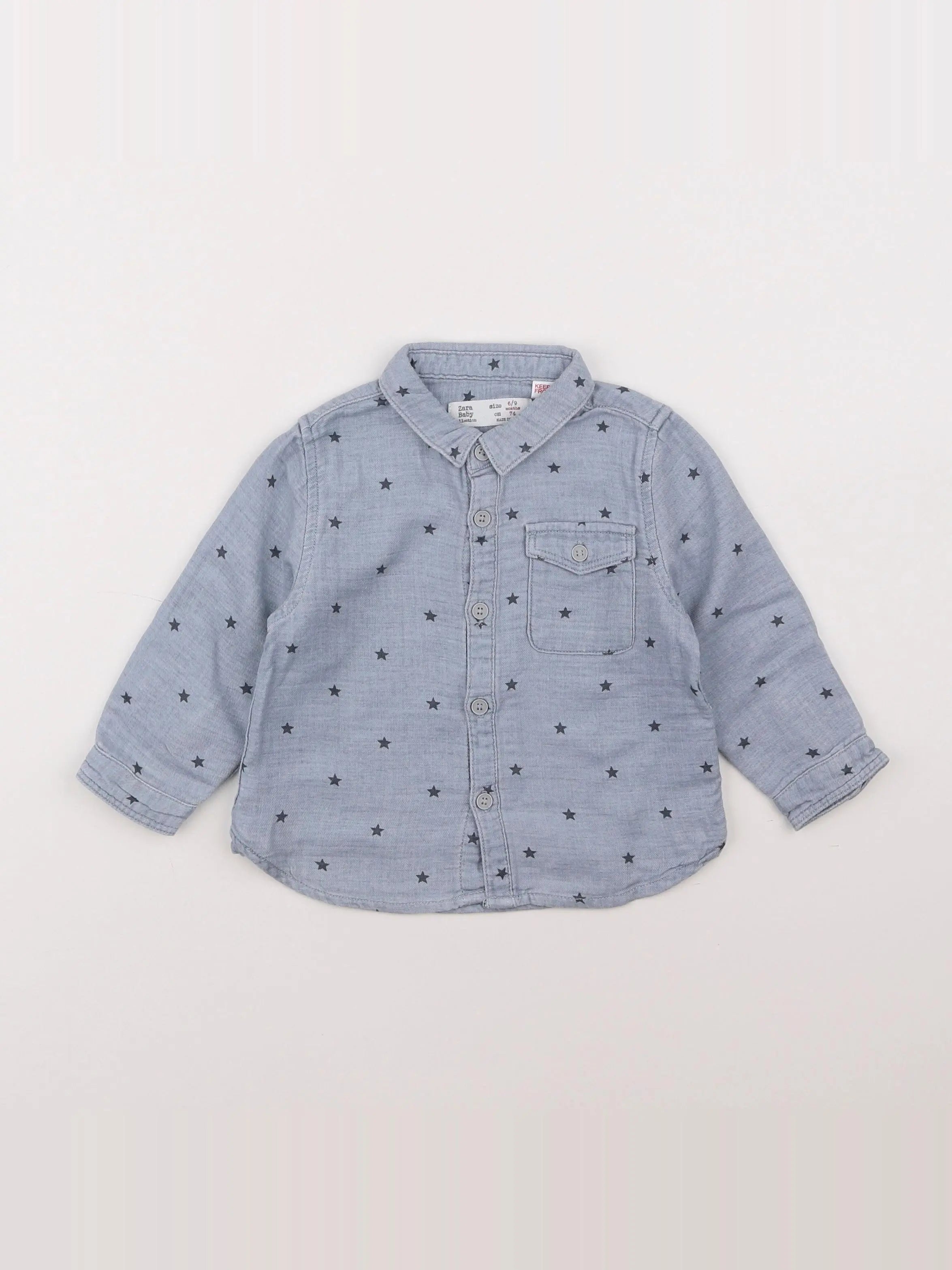 Zara - chemise bleu - 6/9 mois