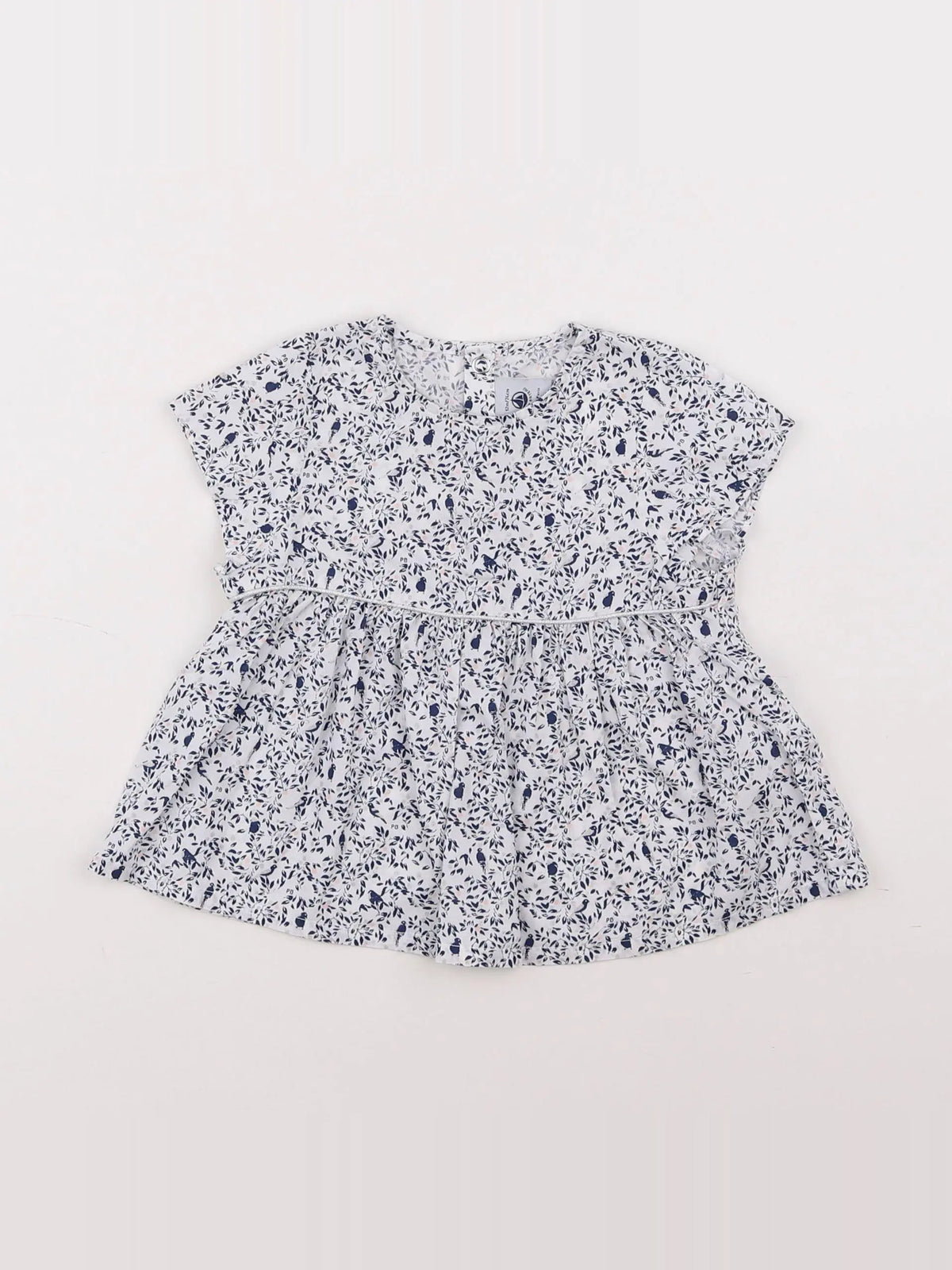 Petit Bateau - blouse bleu - 12 mois