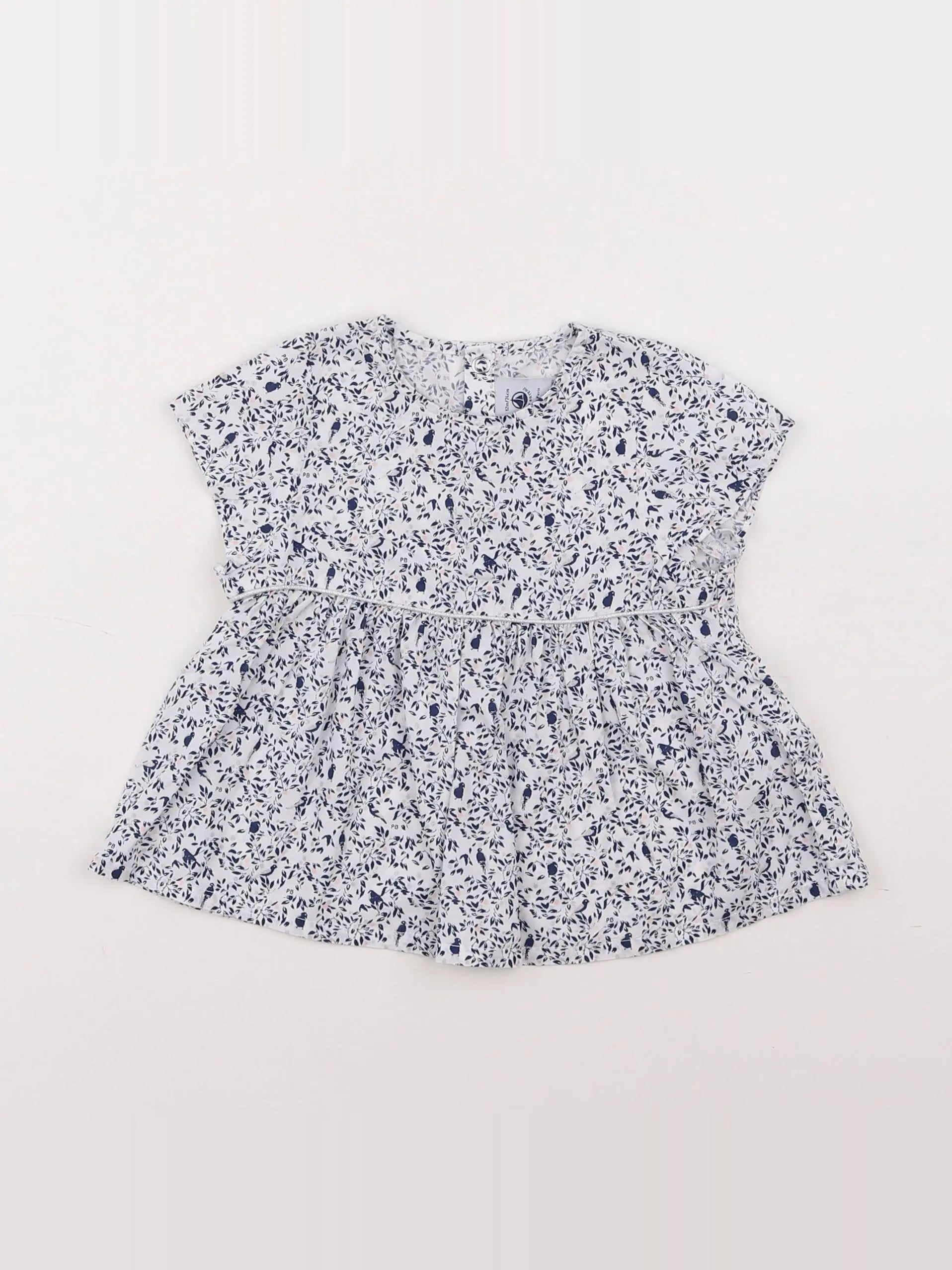 Petit Bateau - blouse bleu - 12 mois