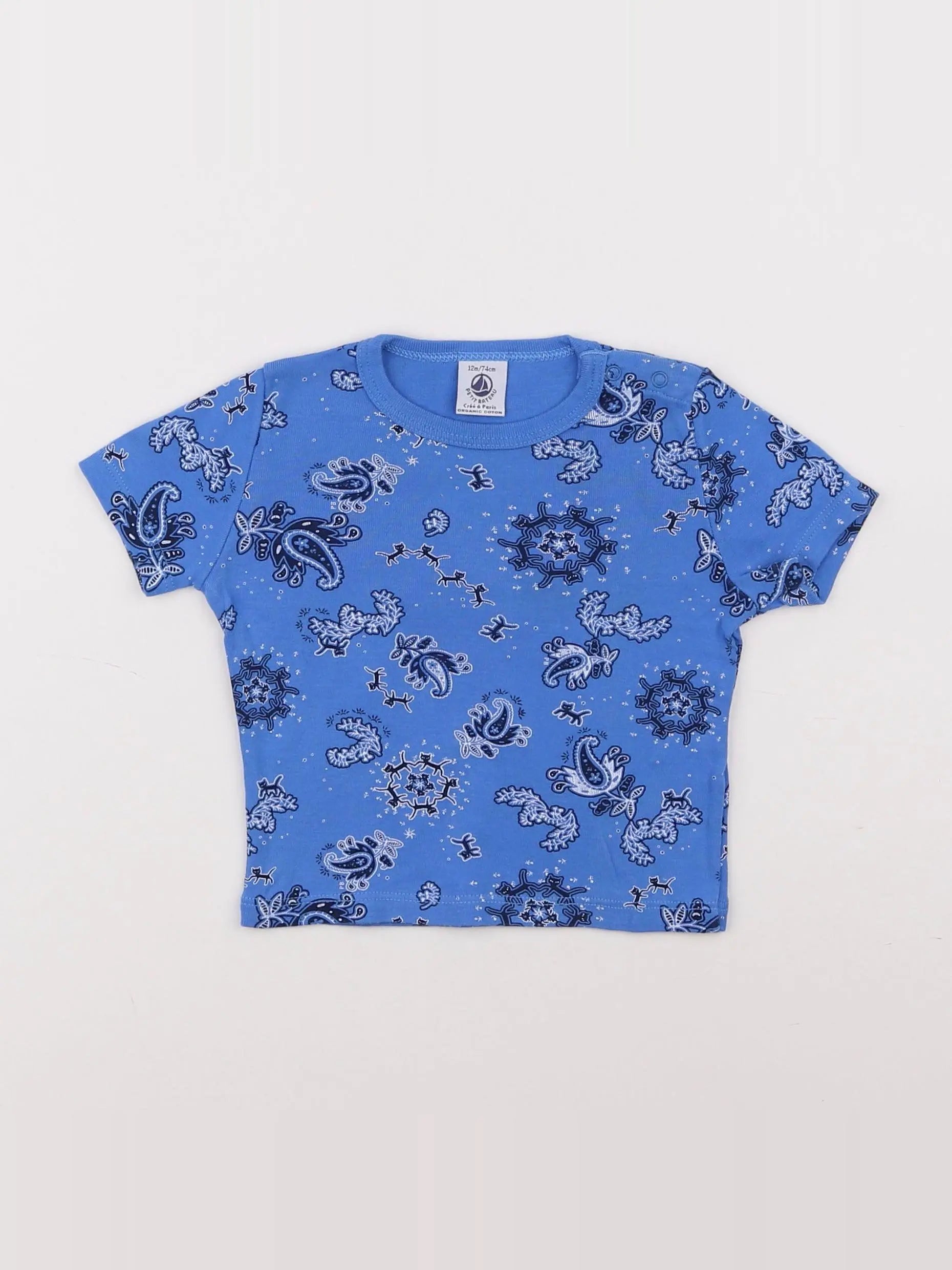 Petit Bateau - tee-shirt bleu - 12 mois