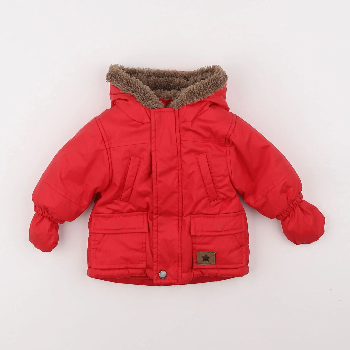 Vertbaudet - manteau doublure amovible rouge - 3 mois