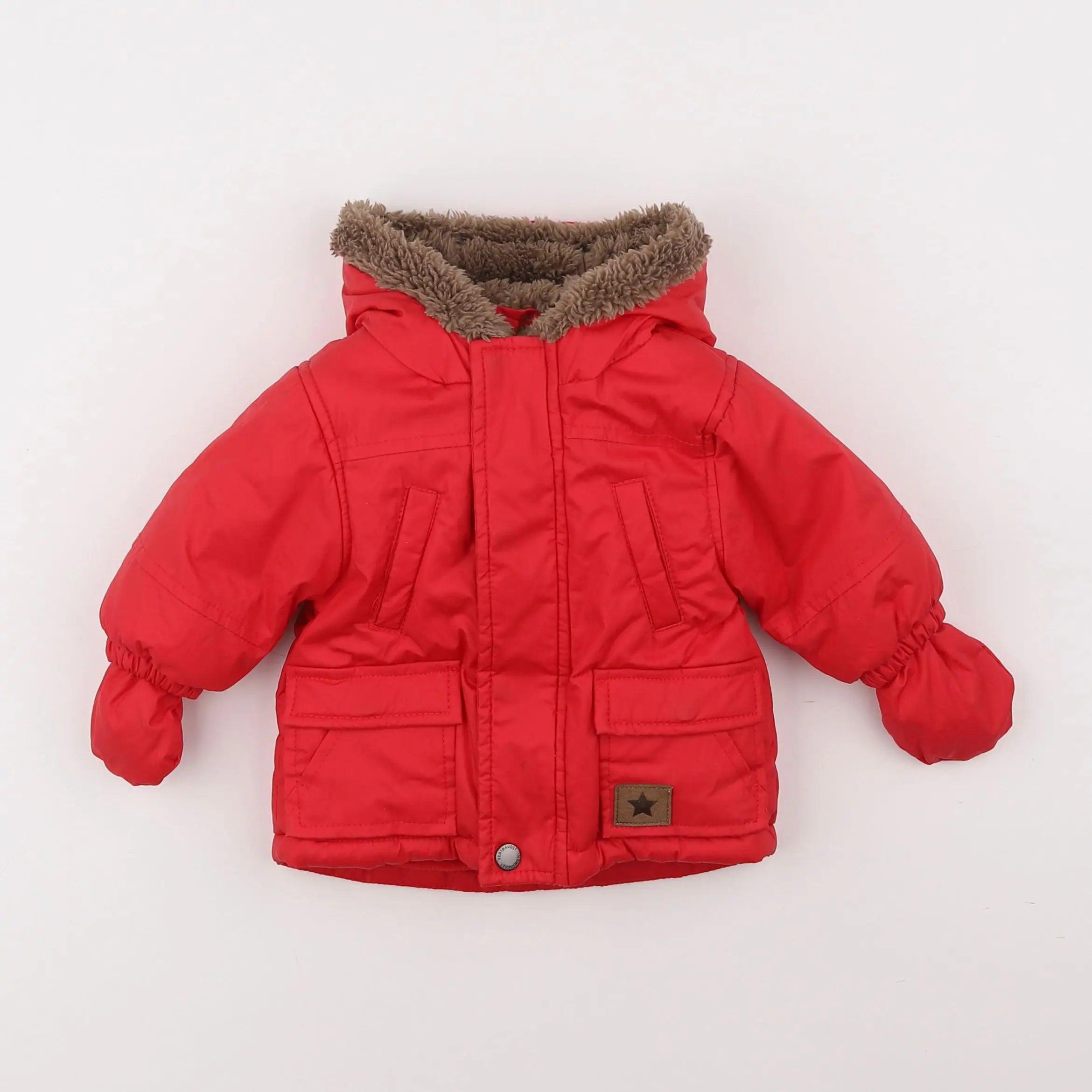 Vertbaudet - manteau doublure amovible rouge - 3 mois