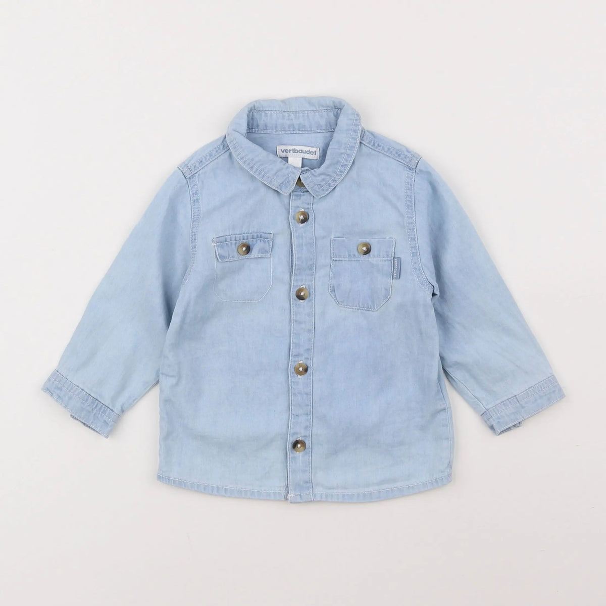 Vertbaudet - chemise bleu - 12 mois