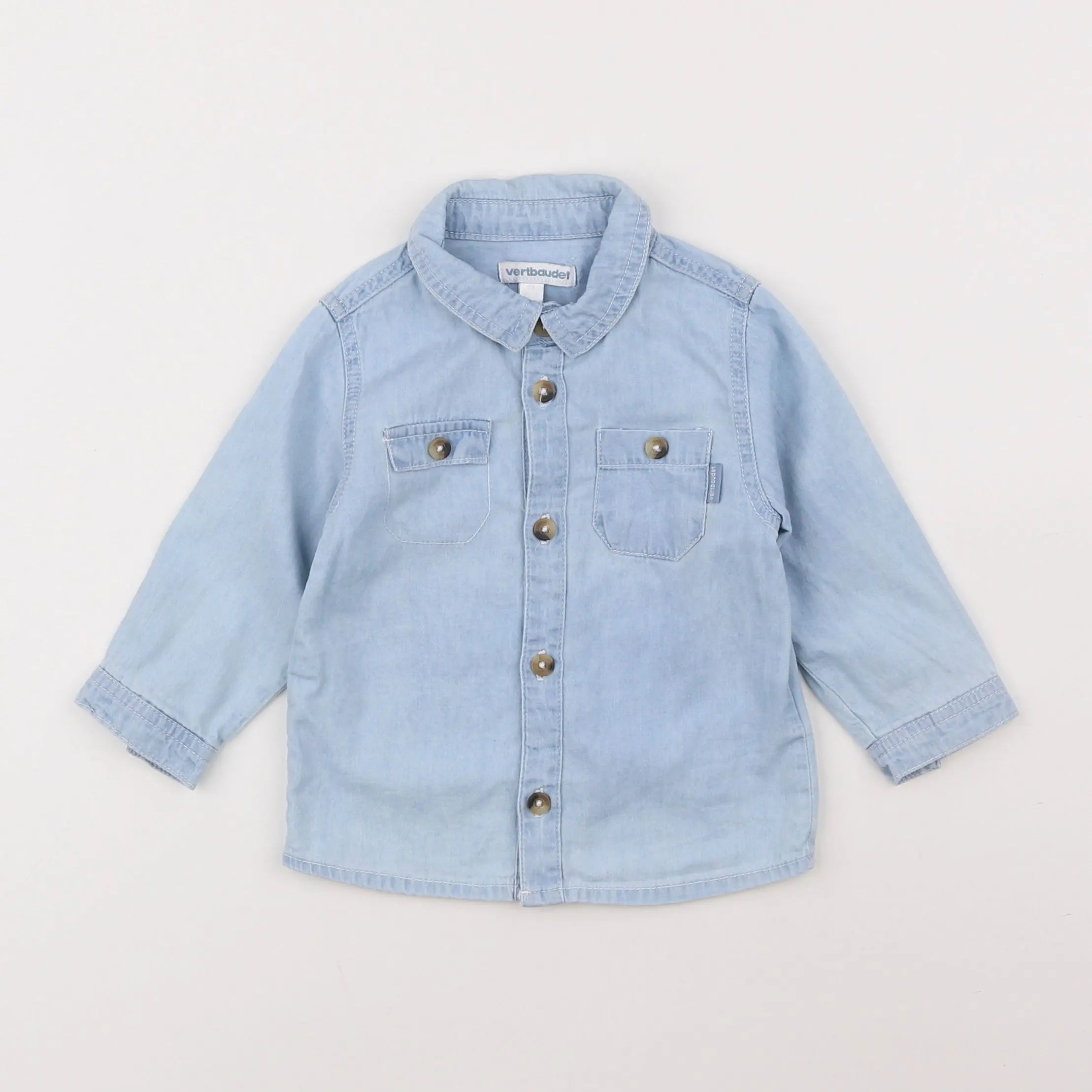Vertbaudet - chemise bleu - 12 mois