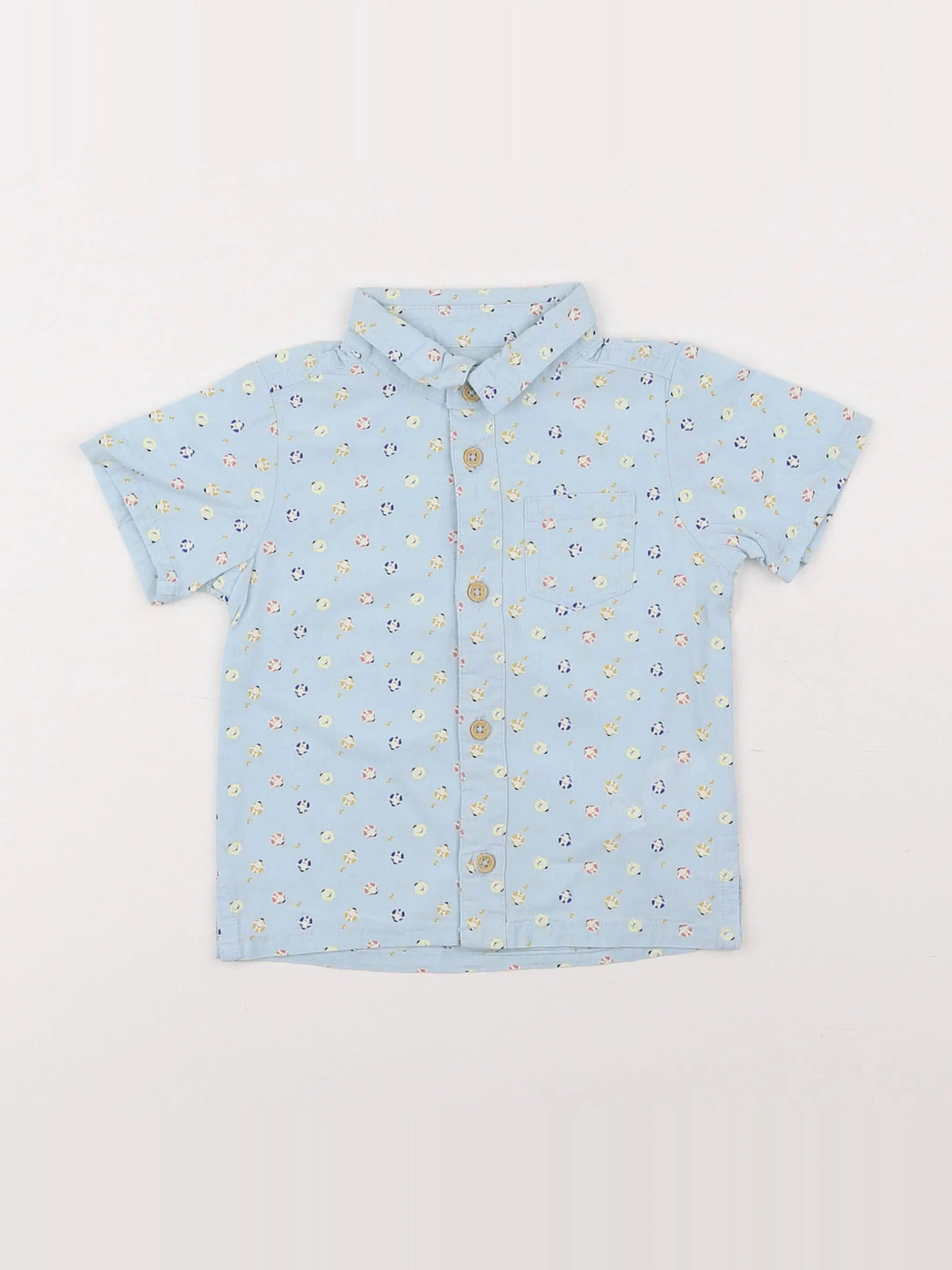 Vertbaudet - chemise bleu - 12 mois