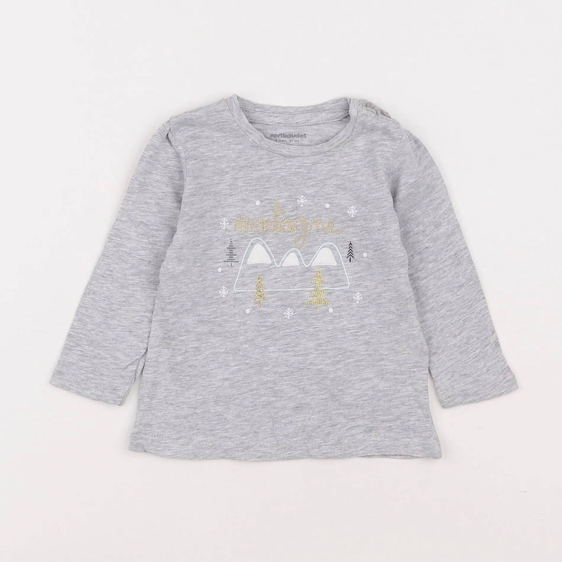 Vertbaudet - tee-shirt gris - 6 mois