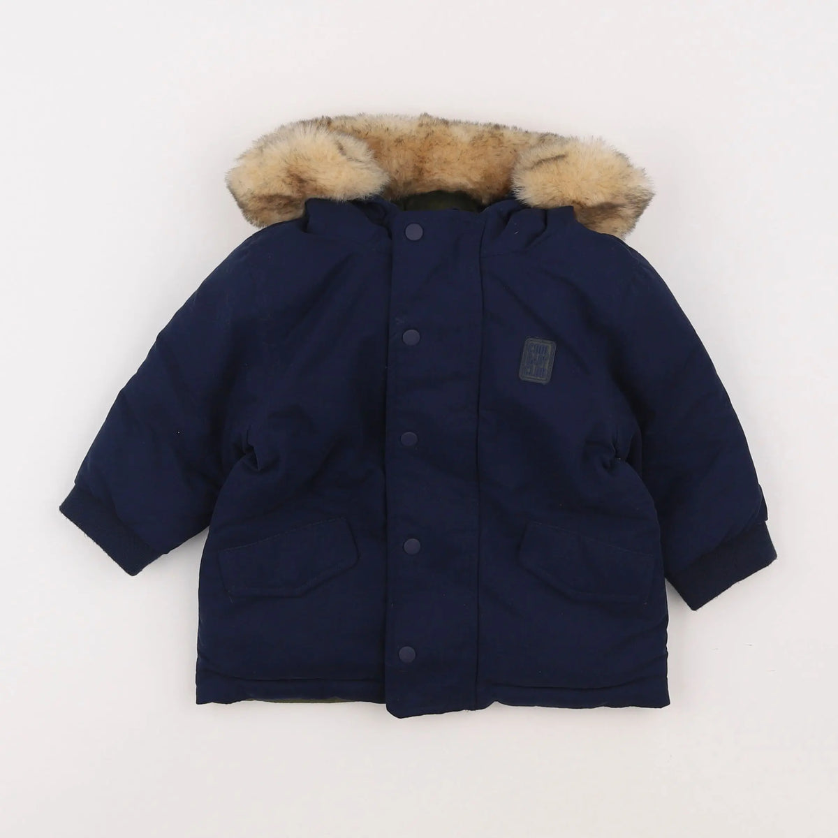 Vertbaudet - manteau doublure amovible, réversible bleu, vert - 12 mois