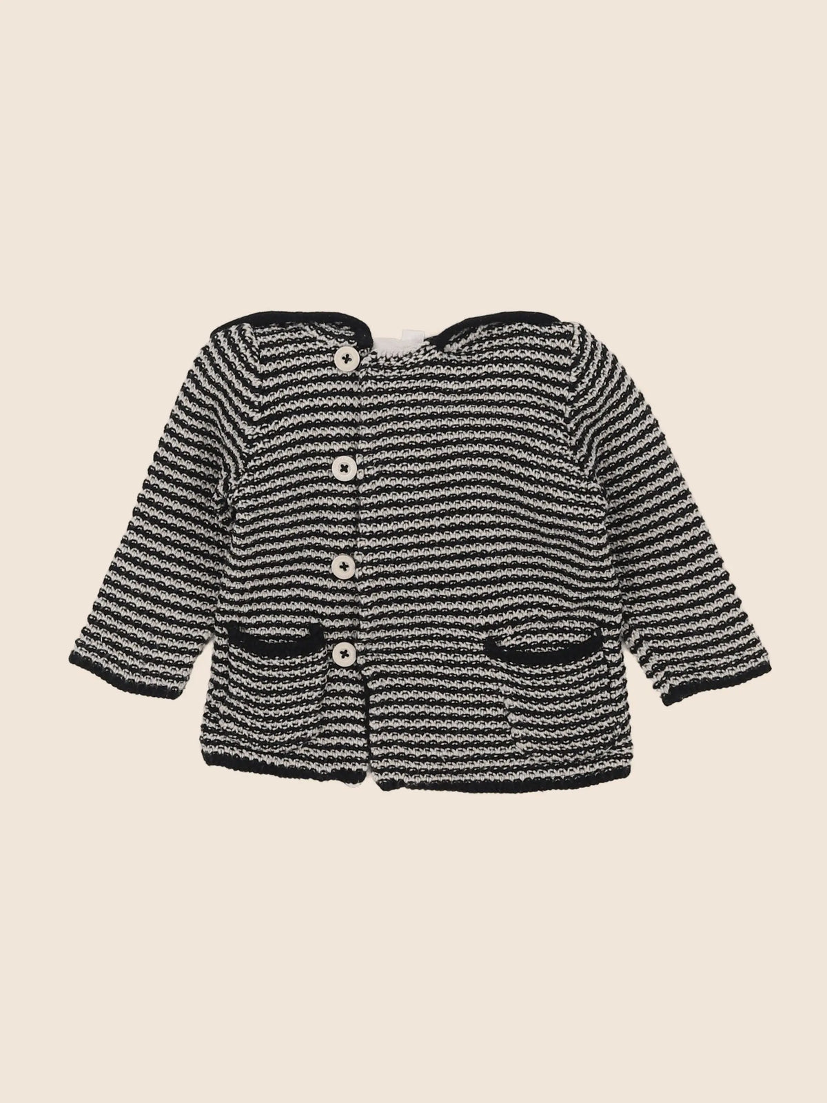 Vertbaudet - veste beige, noir - 9 mois
