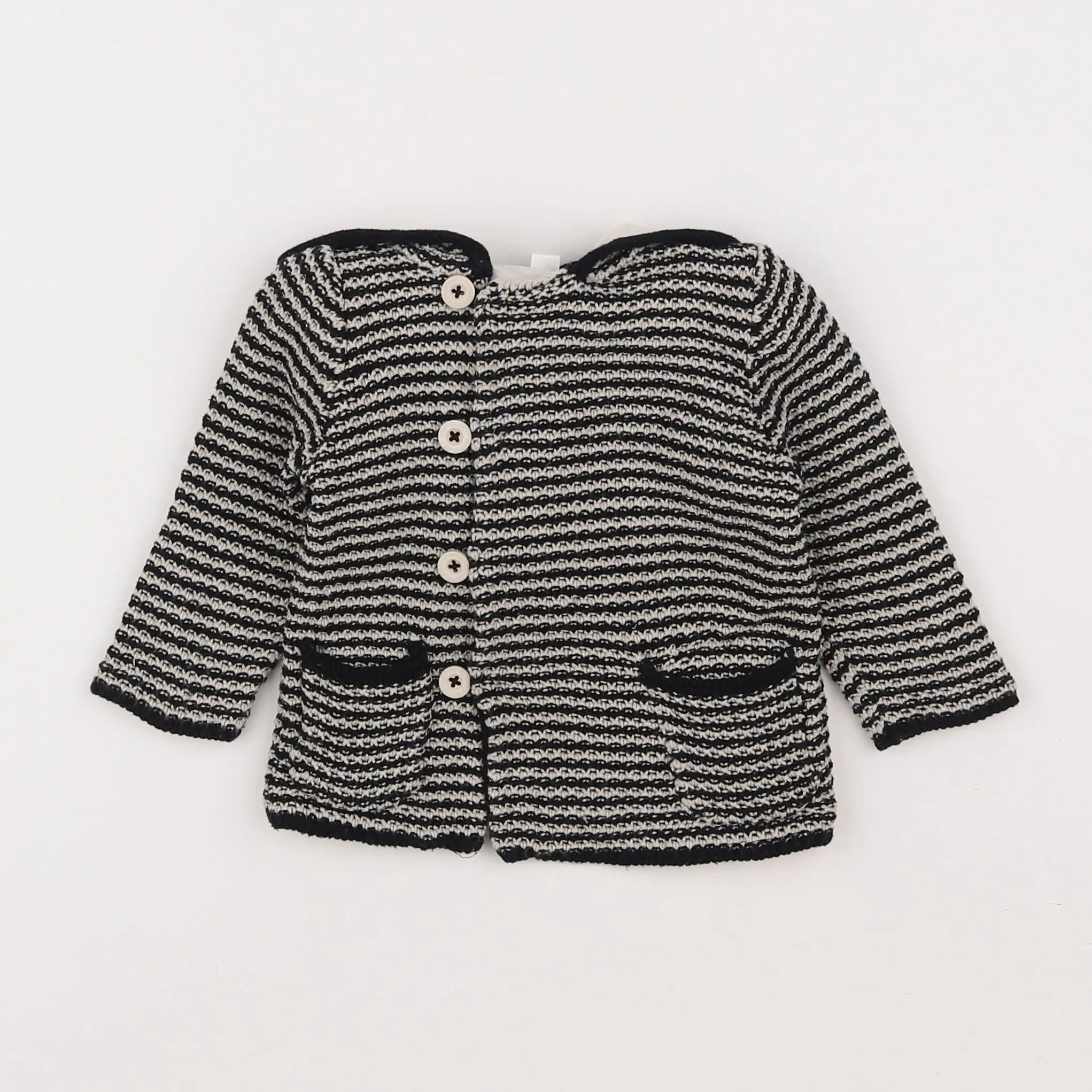 Vertbaudet - veste beige, noir - 9 mois