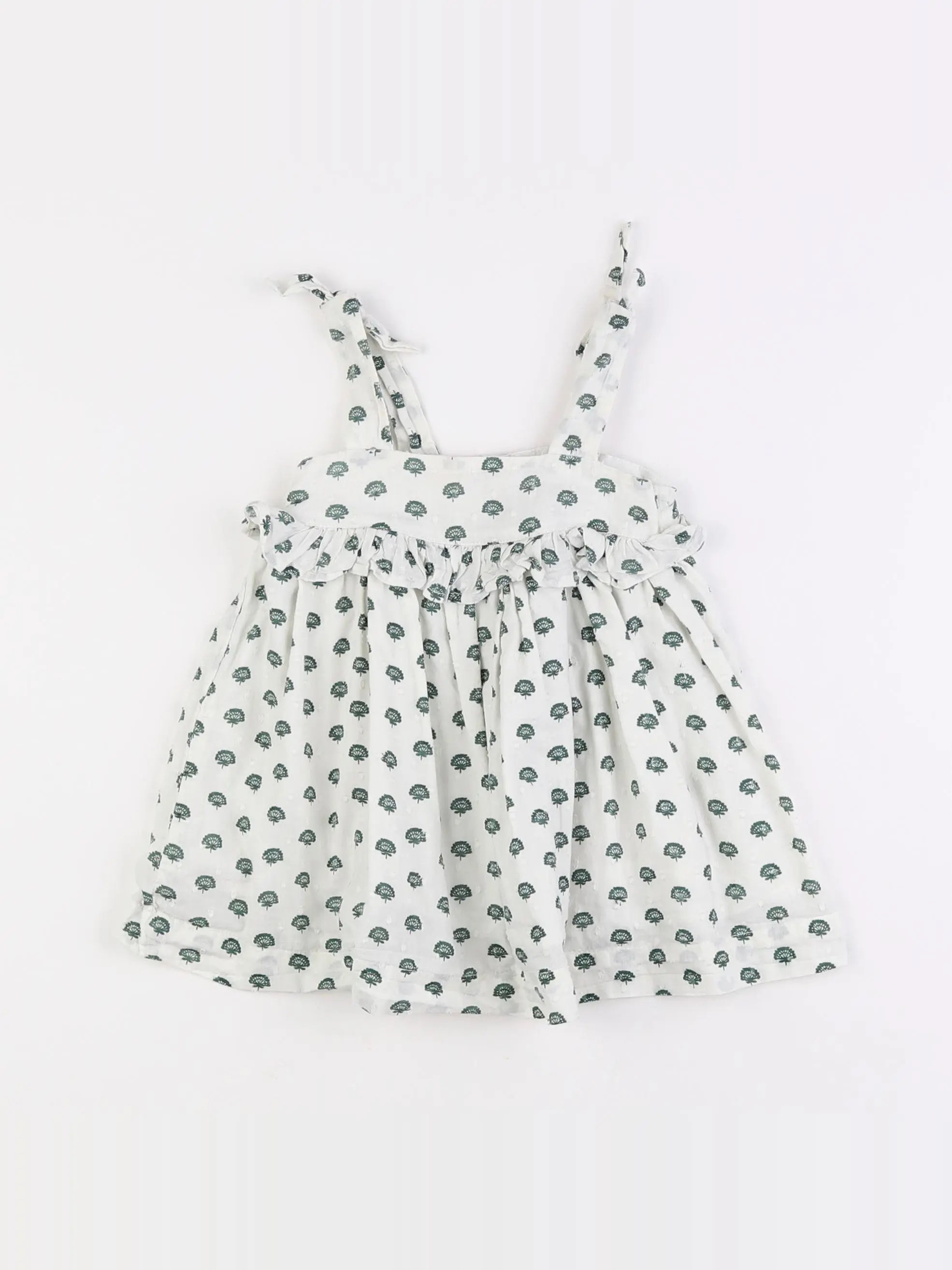 Boutchou - robe beige, vert - 9 mois