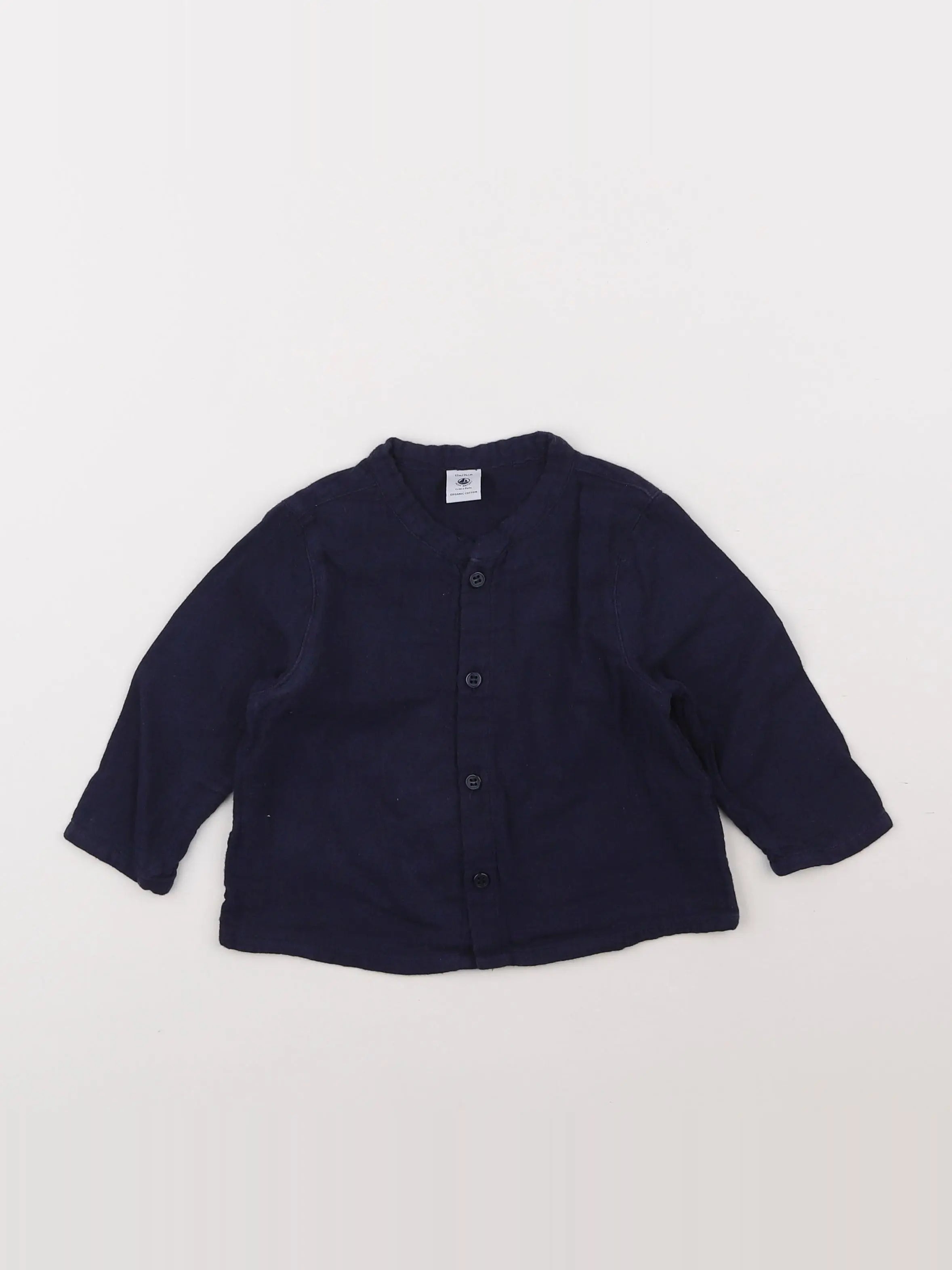 Petit Bateau - chemise bleu - 12 mois