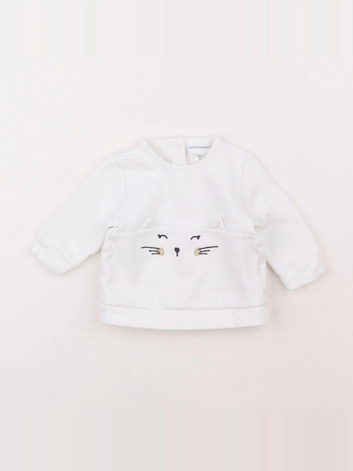 Vertbaudet - sweat blanc - 3 mois