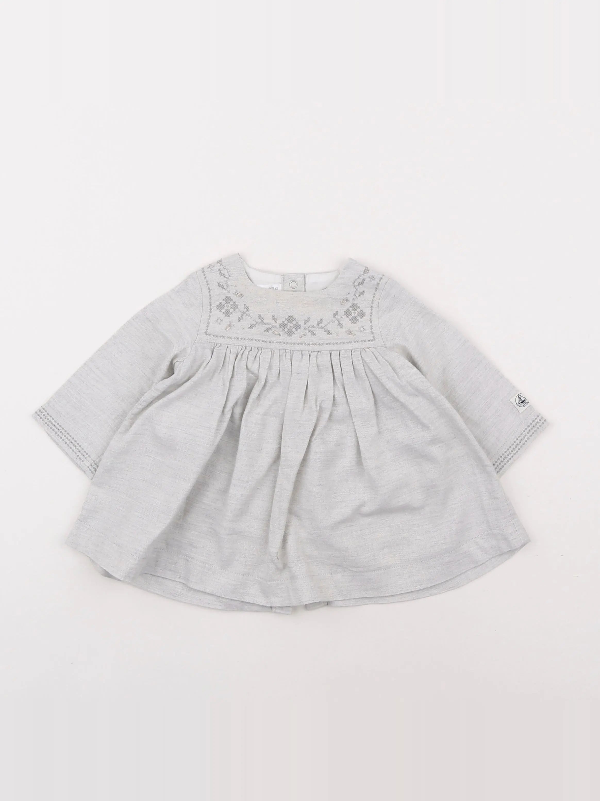 Petit Bateau - robe gris - 6 mois