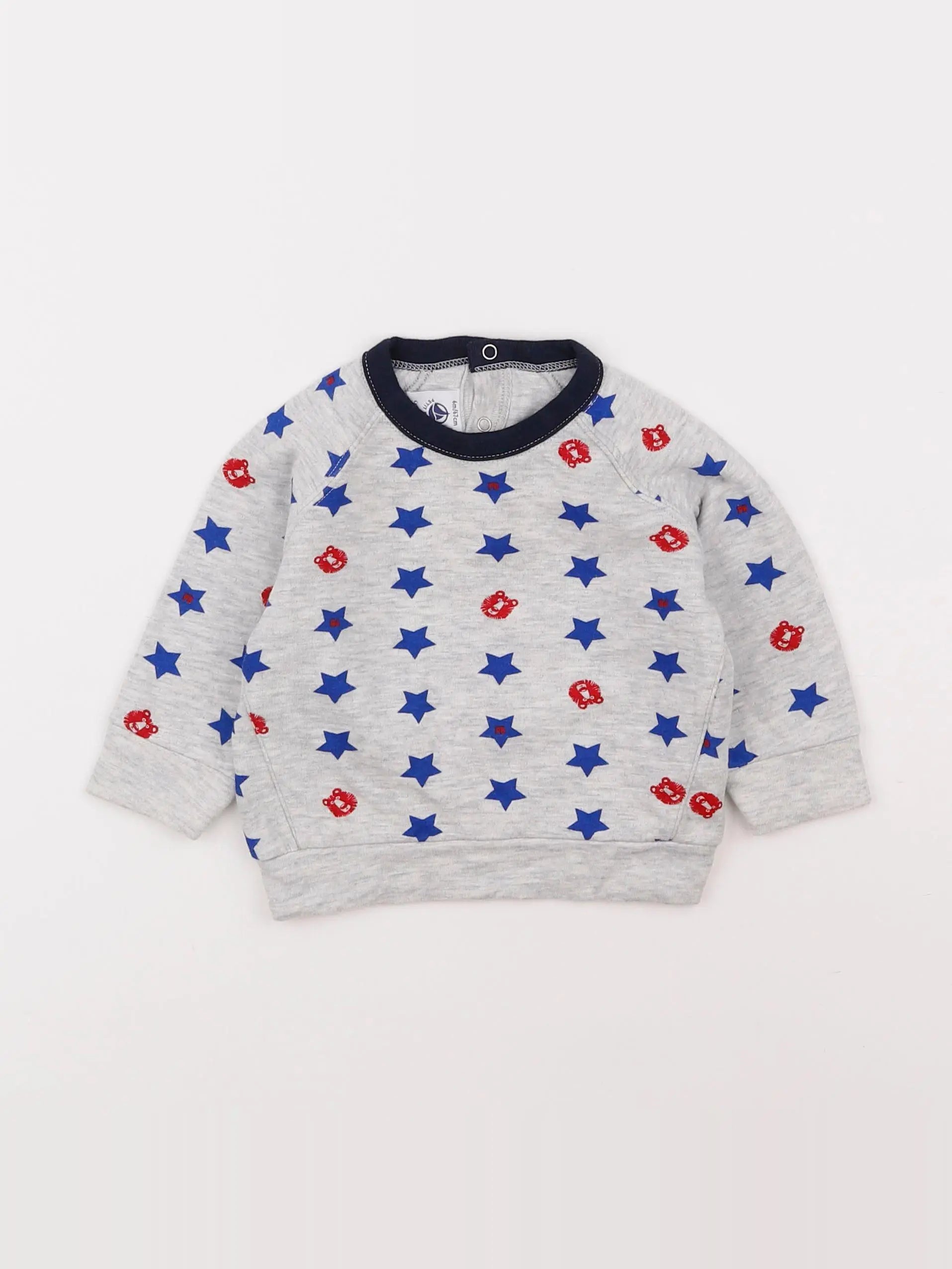 Petit Bateau - sweat gris - 6 mois