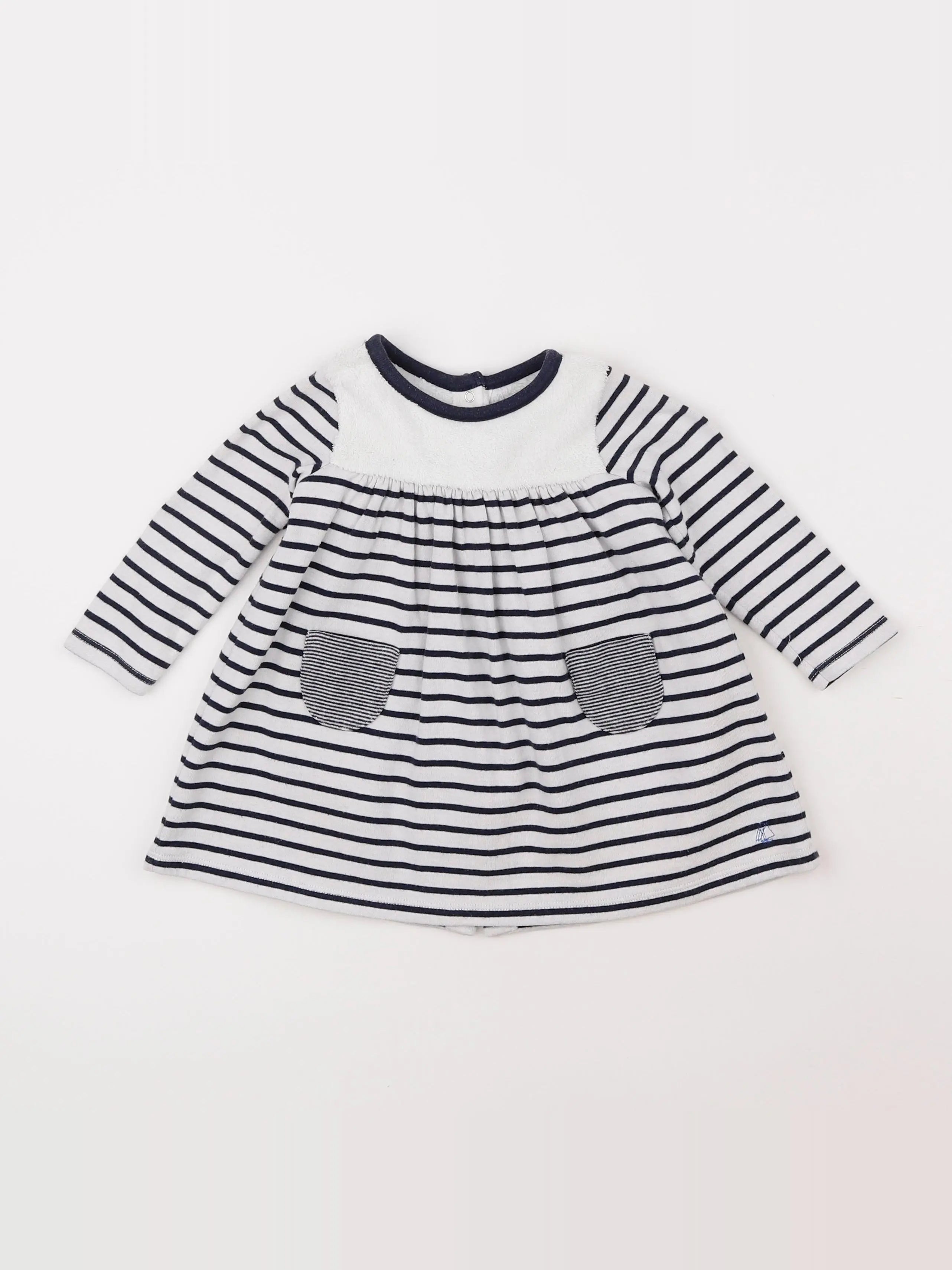 Petit Bateau - robe blanc - 12 mois