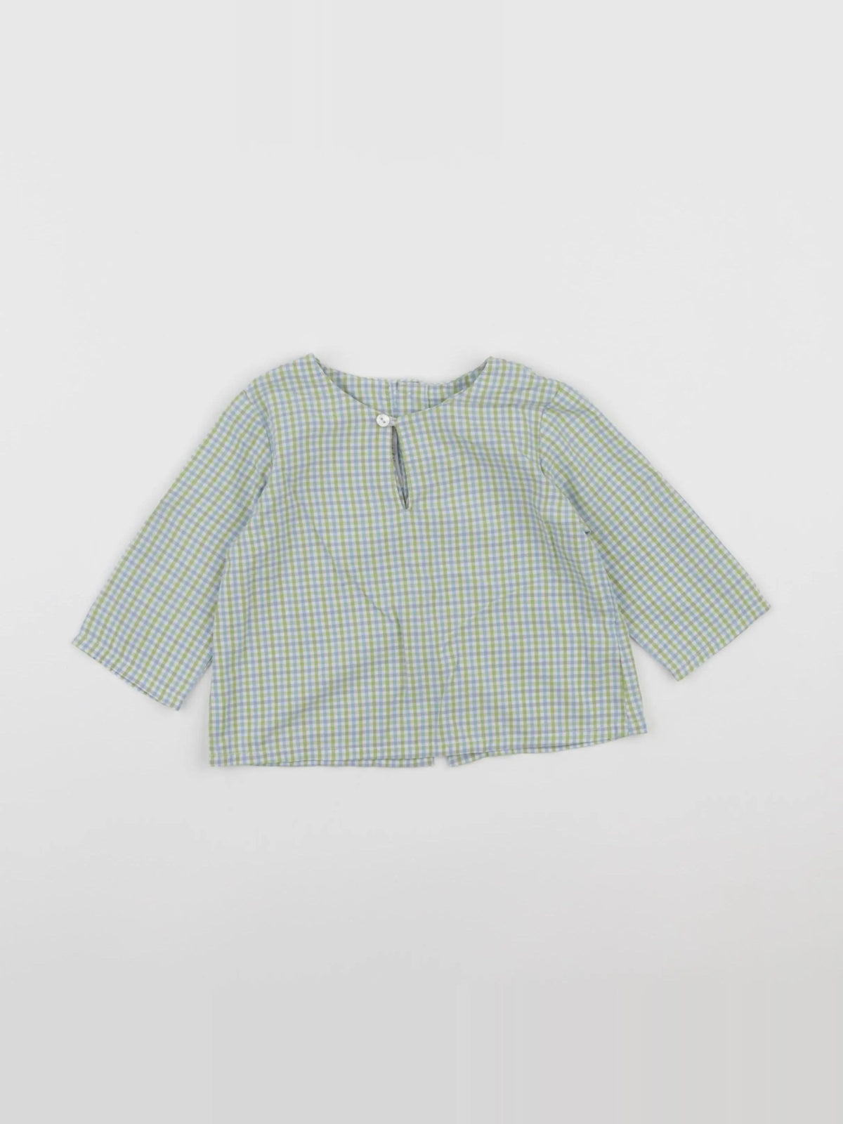 Louis et Victorie - blouse vert, bleu - 6 mois