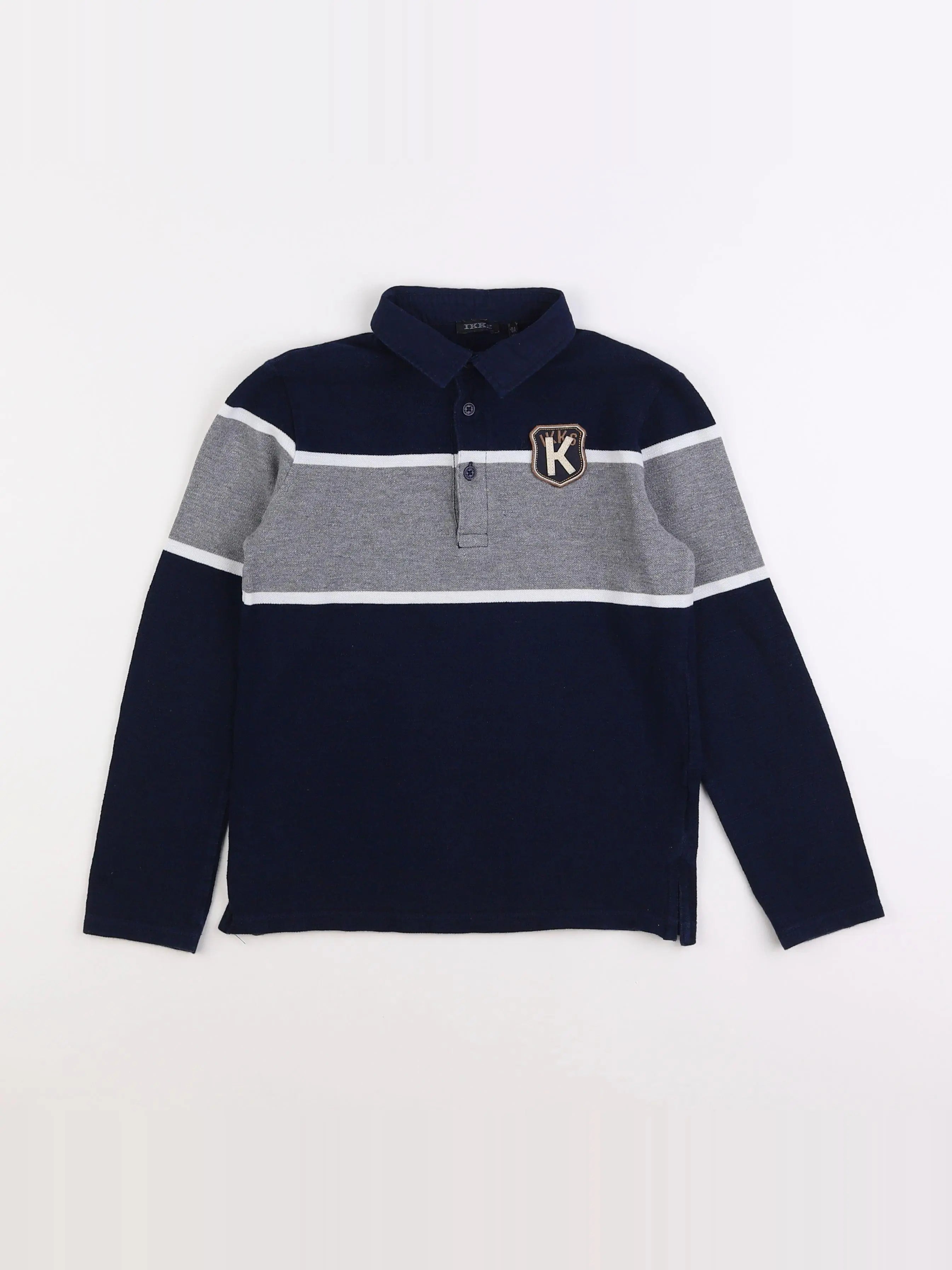 IKKS - polo bleu, gris - 8 ans