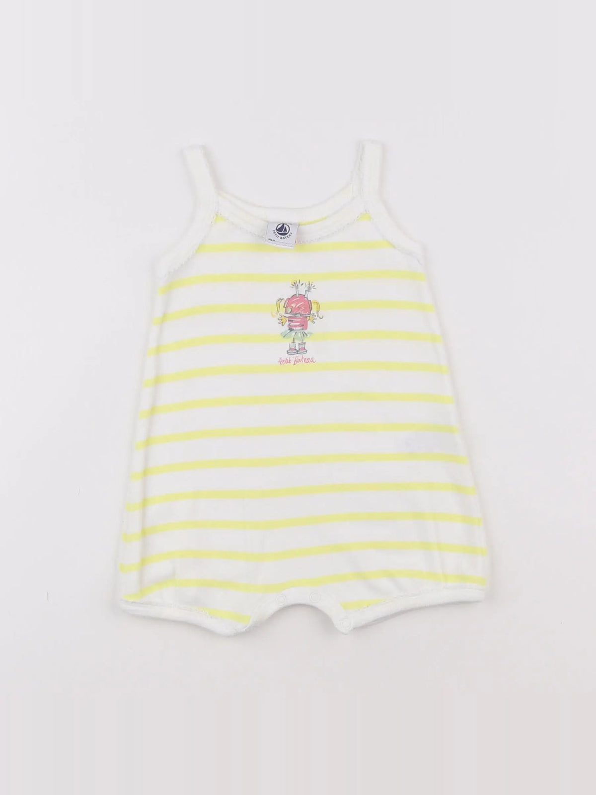 Petit Bateau - combinaison blanc, jaune - 3 mois