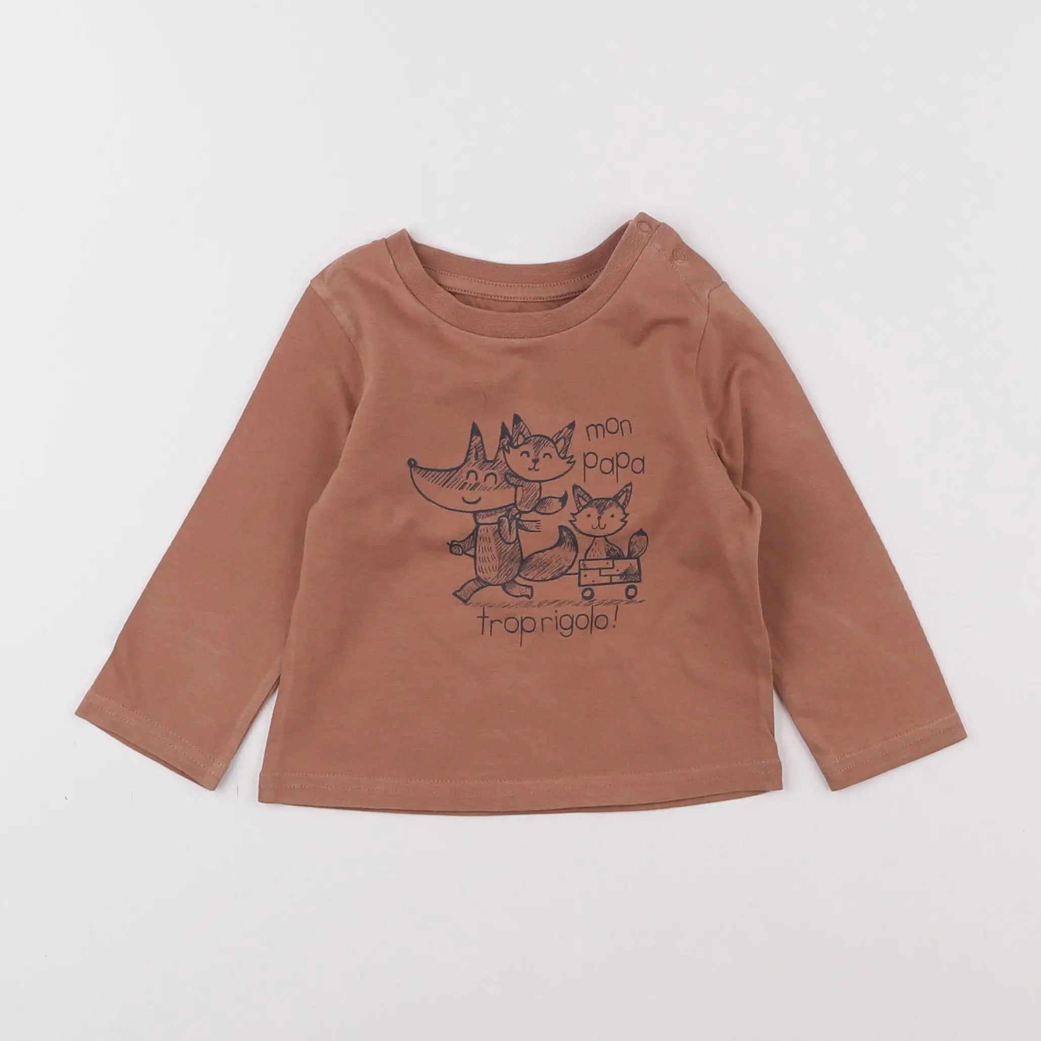 Vertbaudet - tee-shirt marron - 9 mois