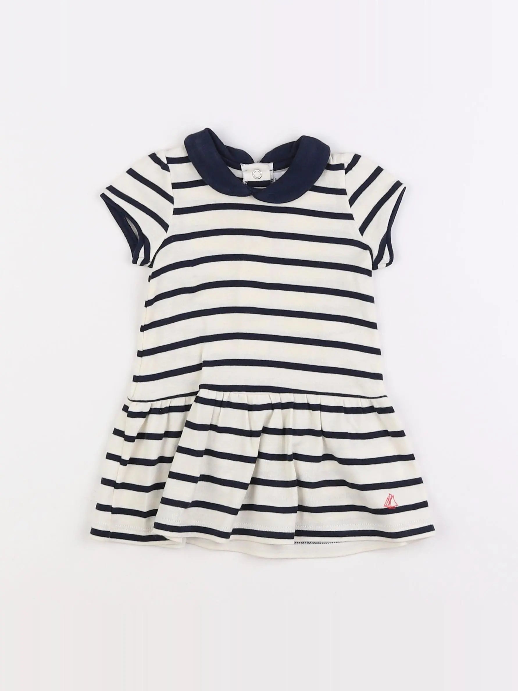 Petit Bateau - robe blanc, bleu - 6 mois
