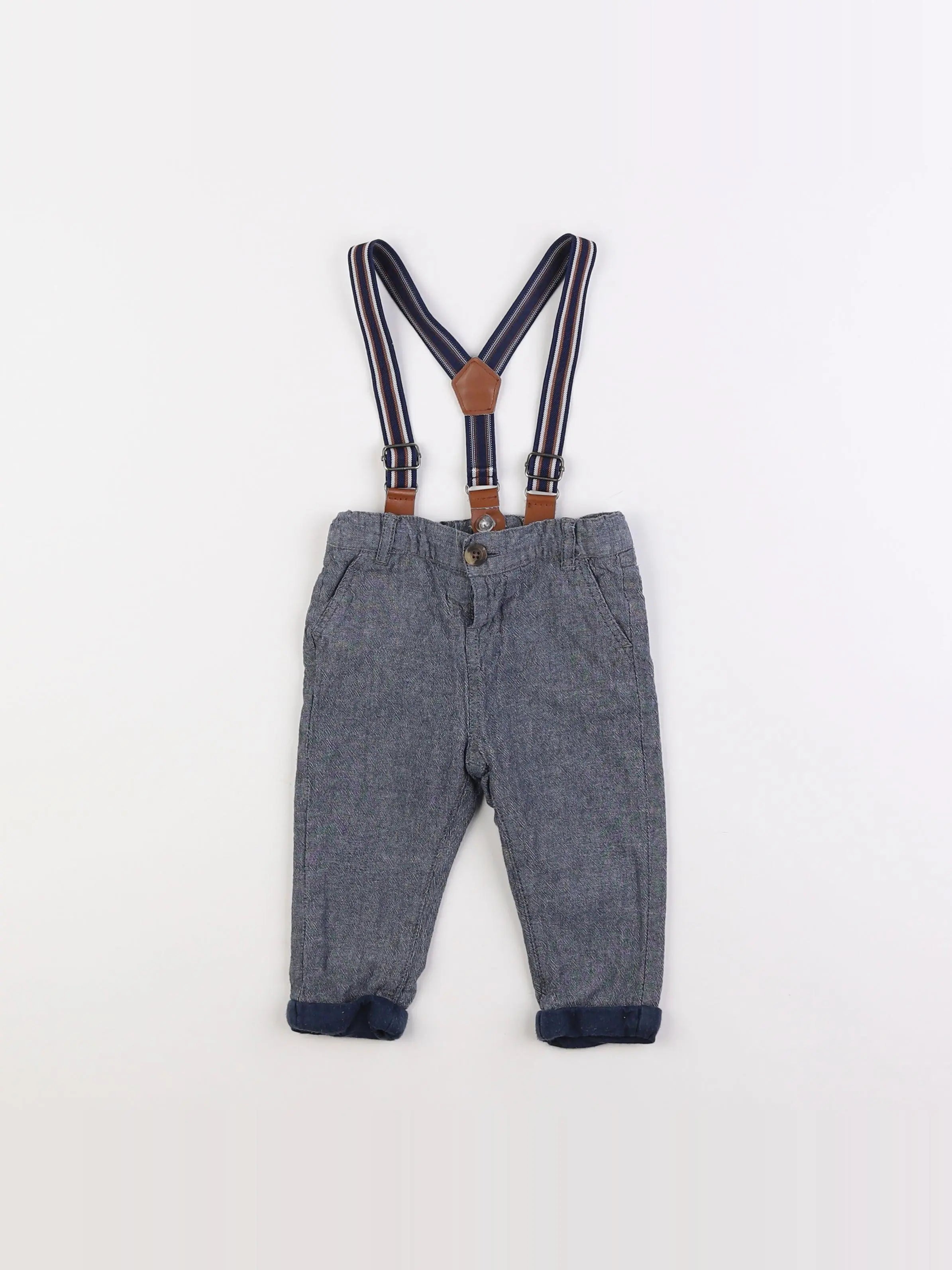 Vertbaudet - pantalon bleu - 9 mois